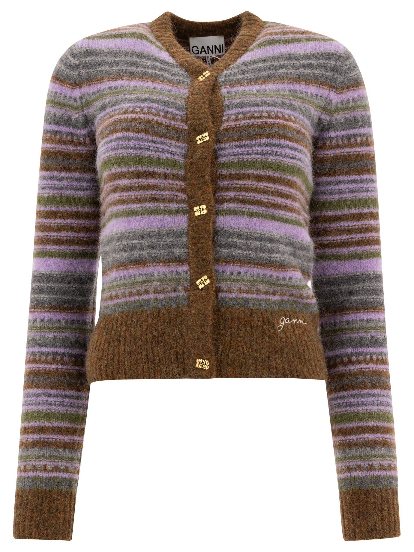 Ganni Soft Wool Stripe Cardigan