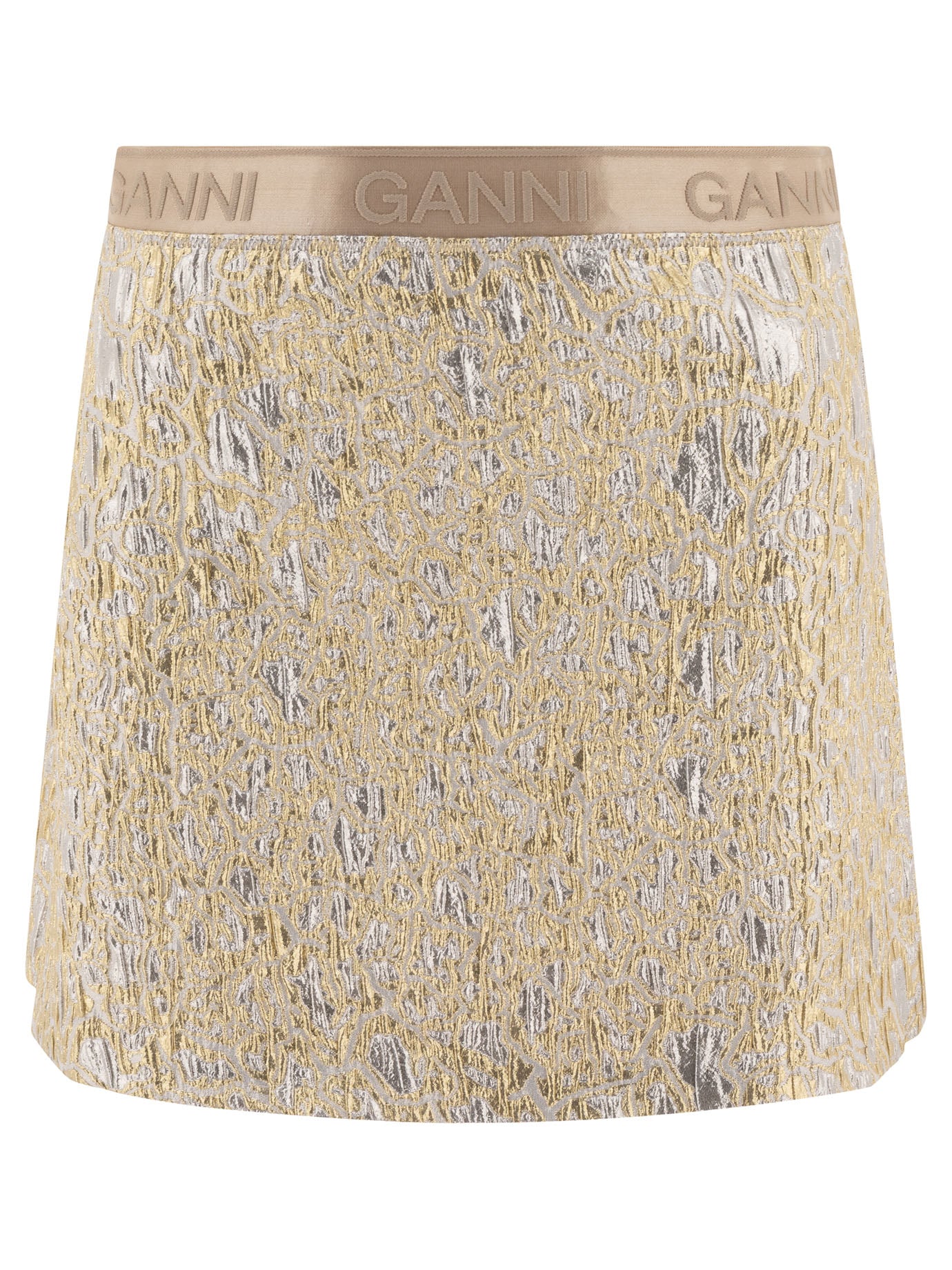 Ganni Metallic Cloque Elasticated Mini Skirt