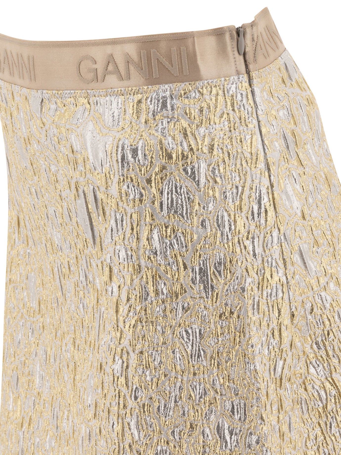 Ganni Metallic Cloque Elasticated Mini Skirt