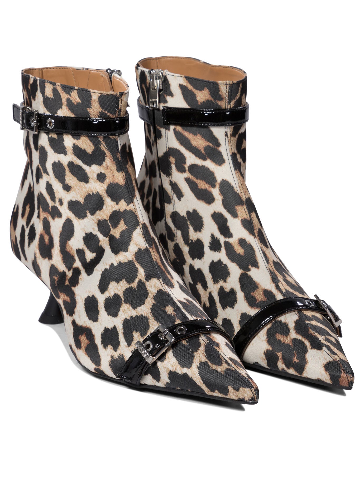 Ganni Eyelets Kitten Heel Boot Satin Print