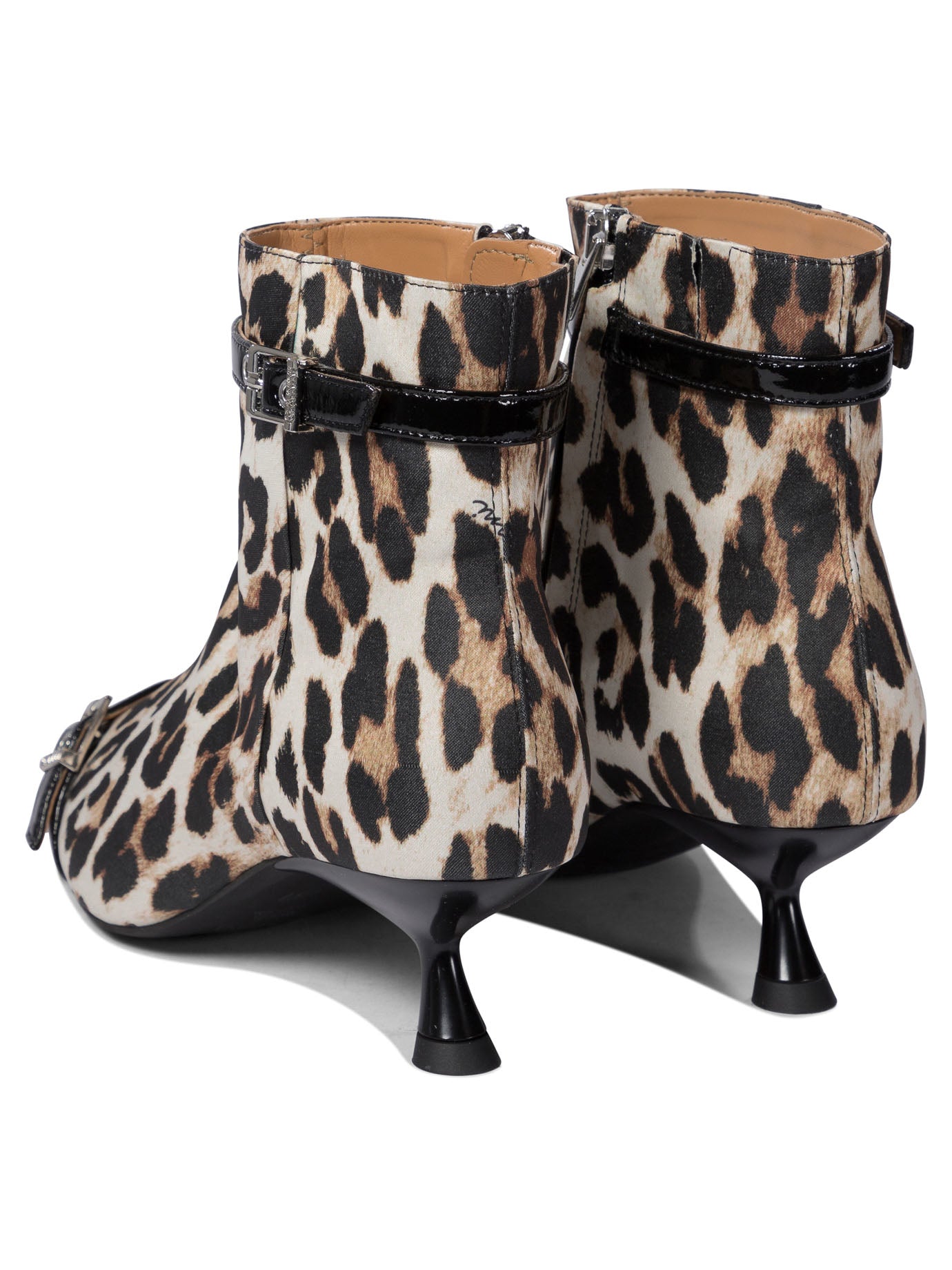 Ganni Eyelets Kitten Heel Boot Satin Print