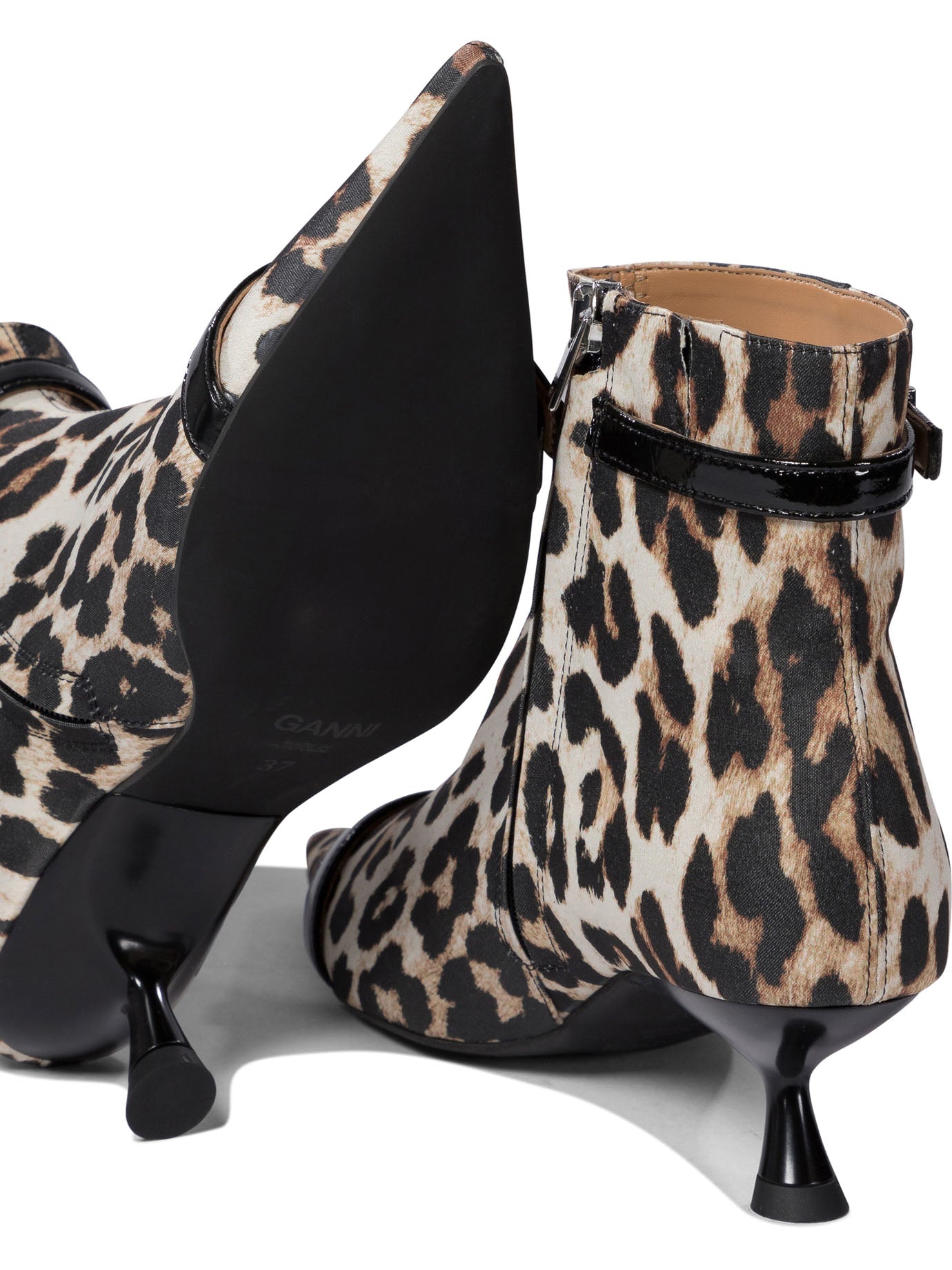 Ganni Eyelets Kitten Heel Boot Satin Print