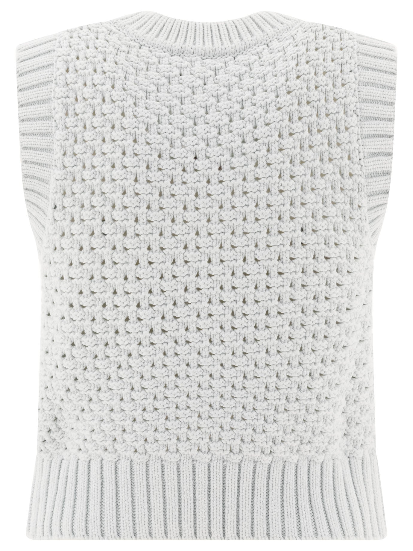 Ganni Textured Cotton Pointelle Vest