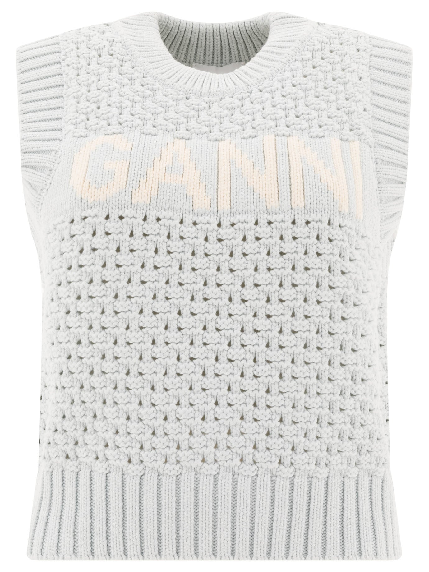 Ganni Textured Cotton Pointelle Vest