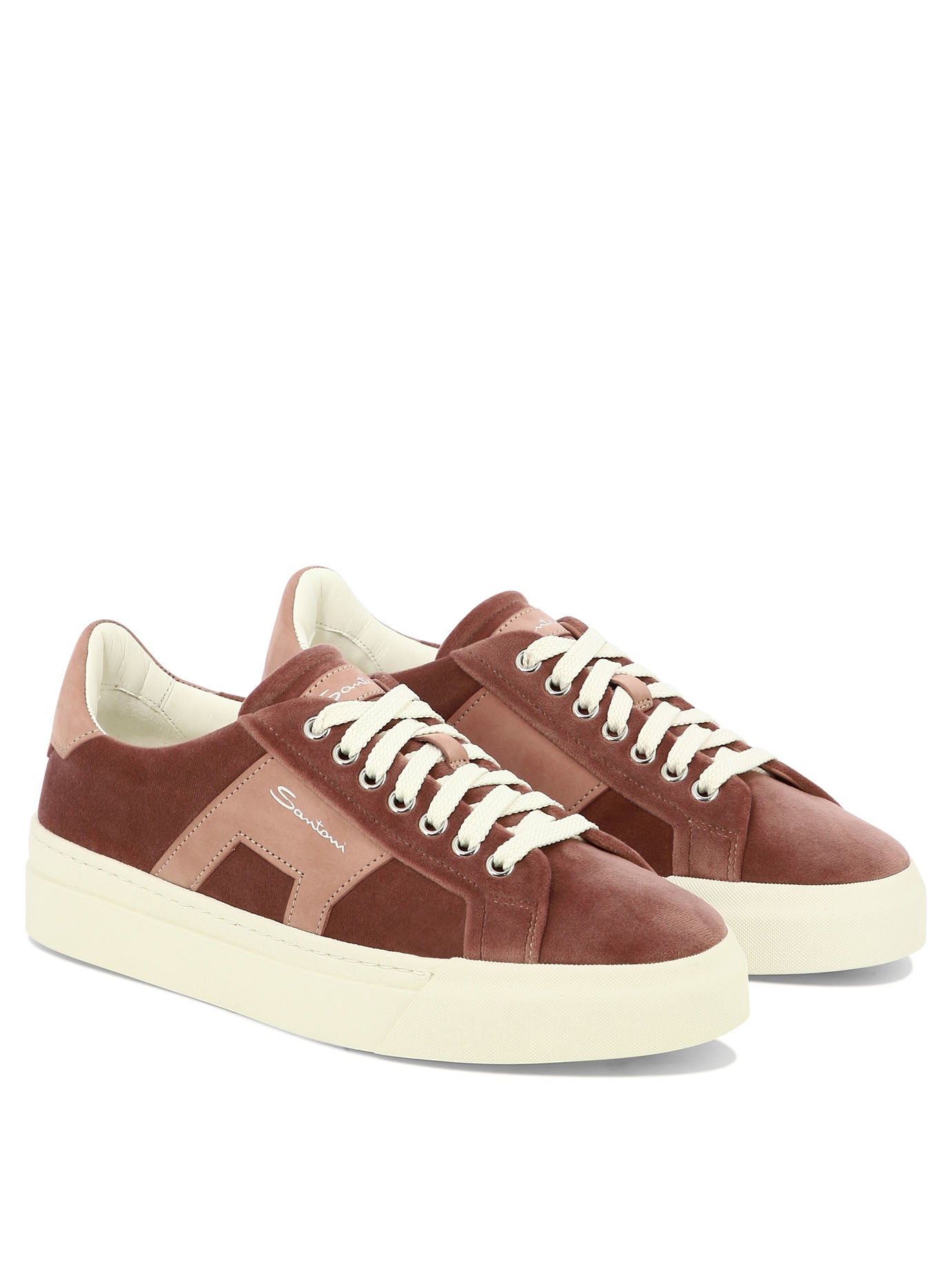 Santoni Sneakers In Pelle Scamosciata Con Stampa Logo