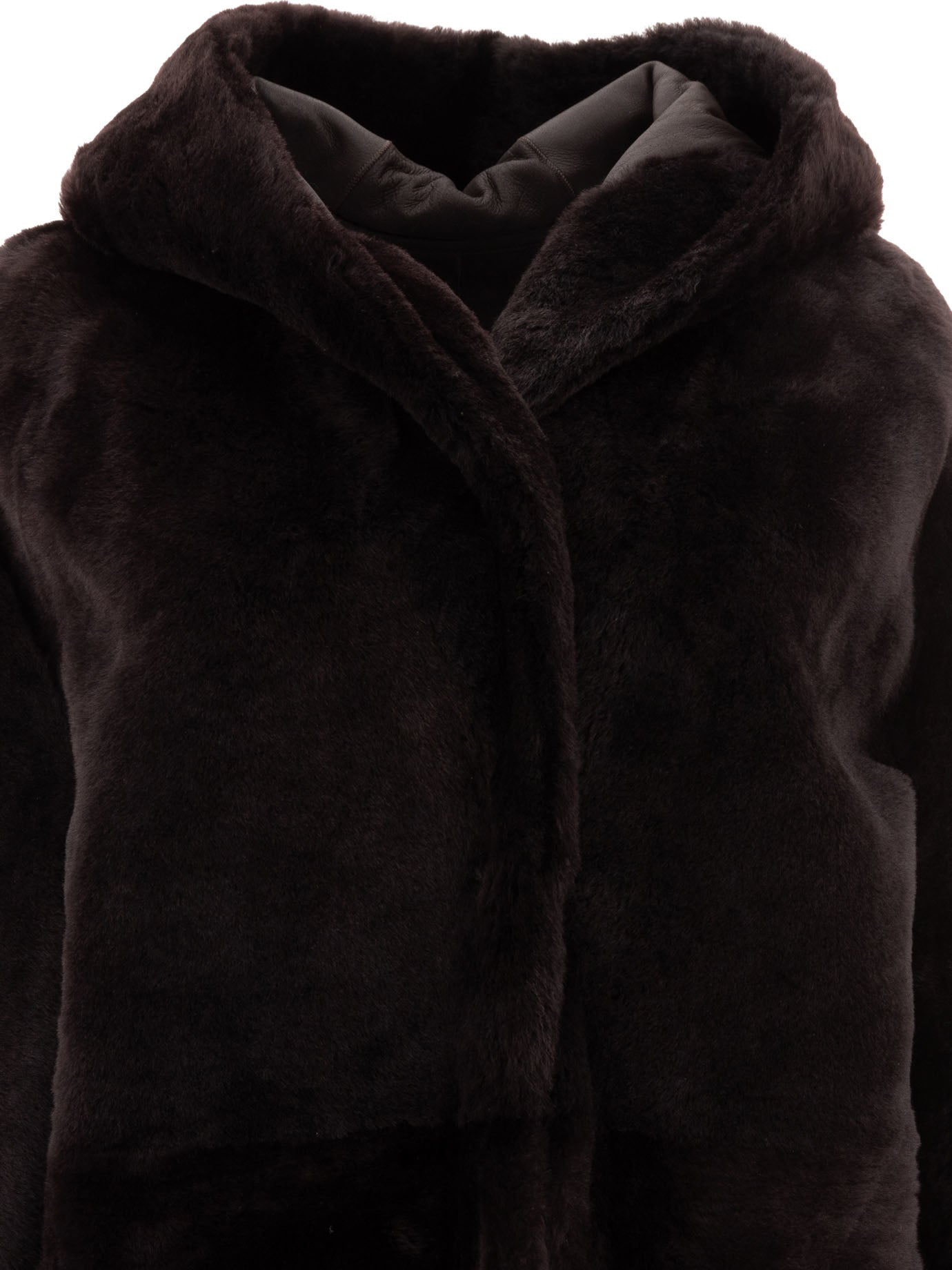 Yves Salomon Cappotto In Shearling Con Cappuccio