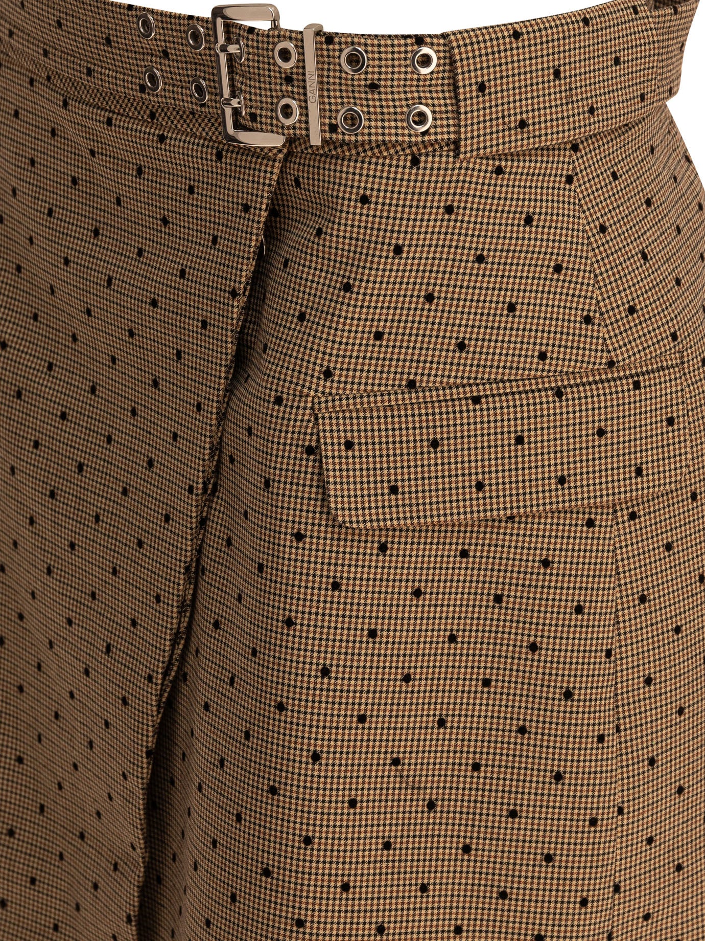 Ganni Flock Check Suiting Skirt