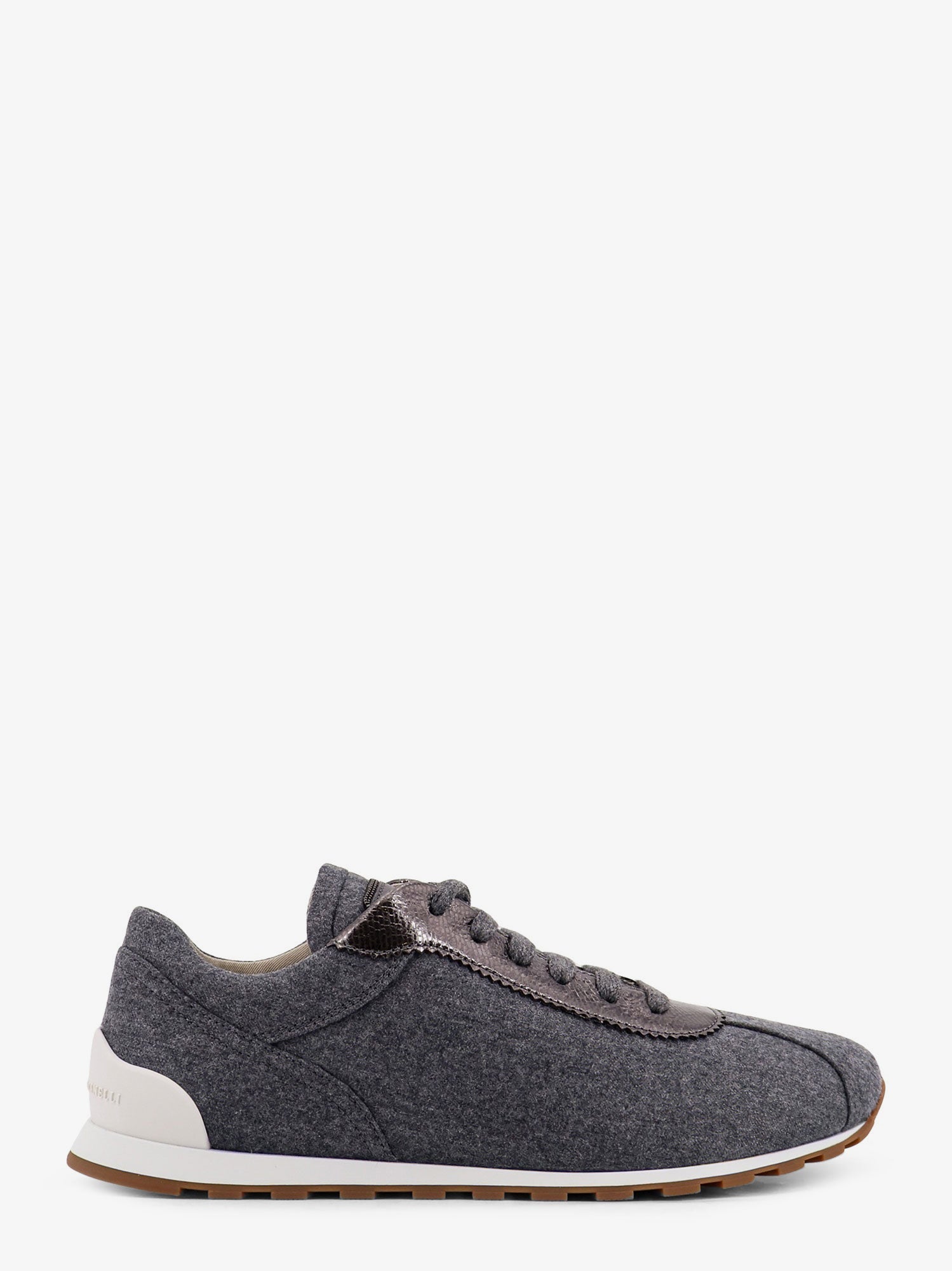Brunello Cucinelli Low-top Wool Flannel Sneakers With Leather Profiles