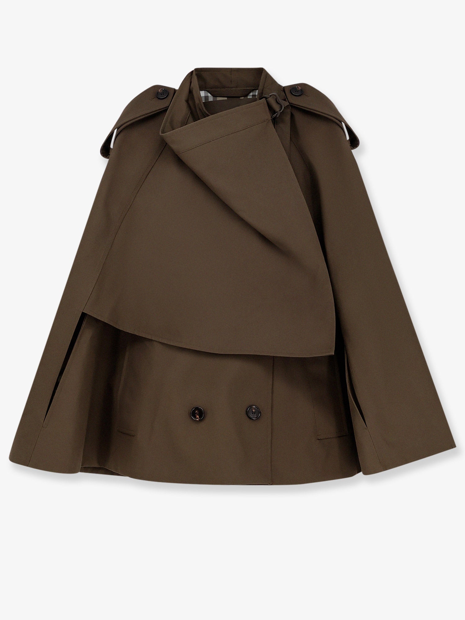 Burberry Cotton Cape With Traditional Check Lining