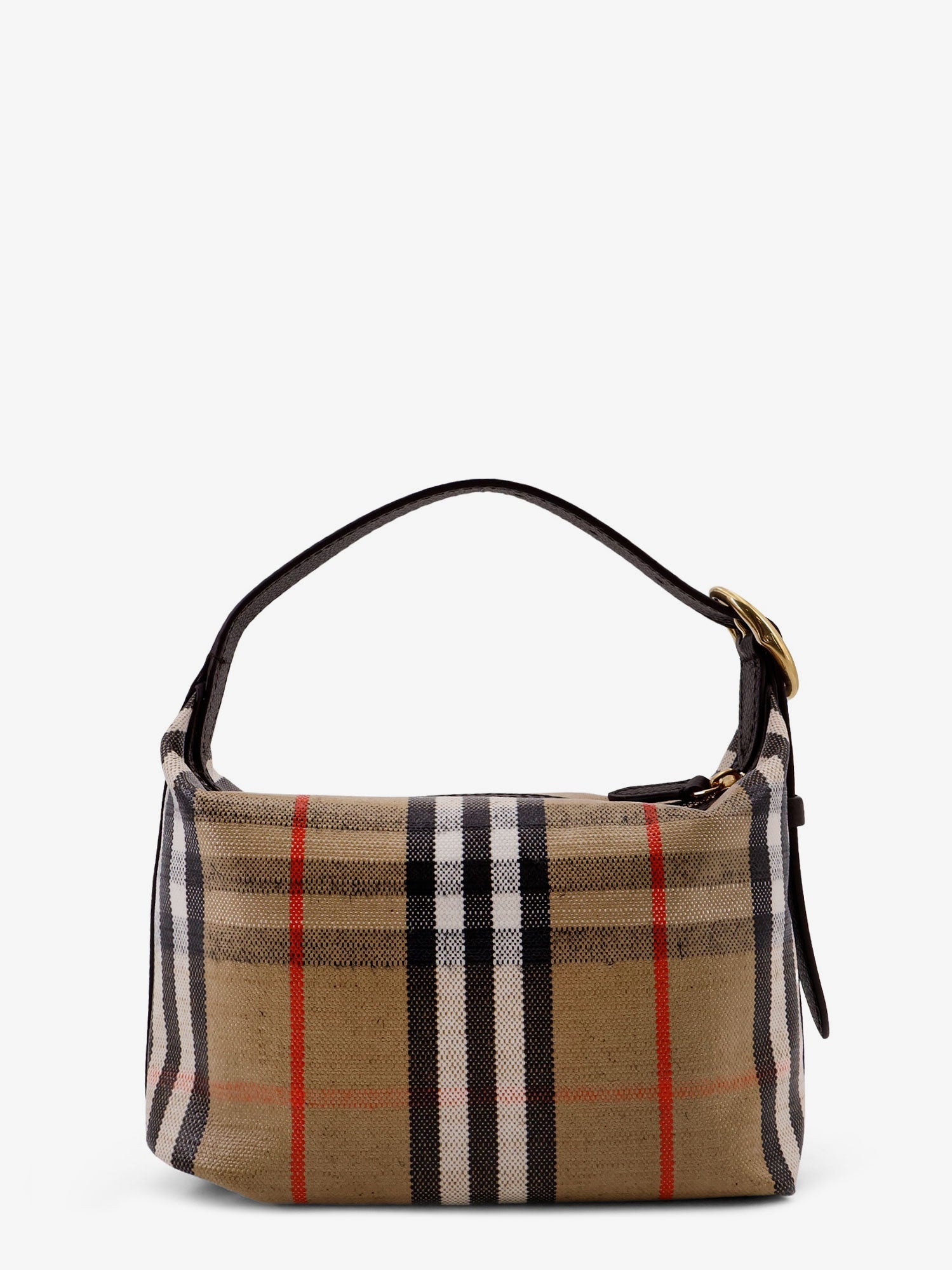 Burberry Coated Canvas Handbag With Check Pattern