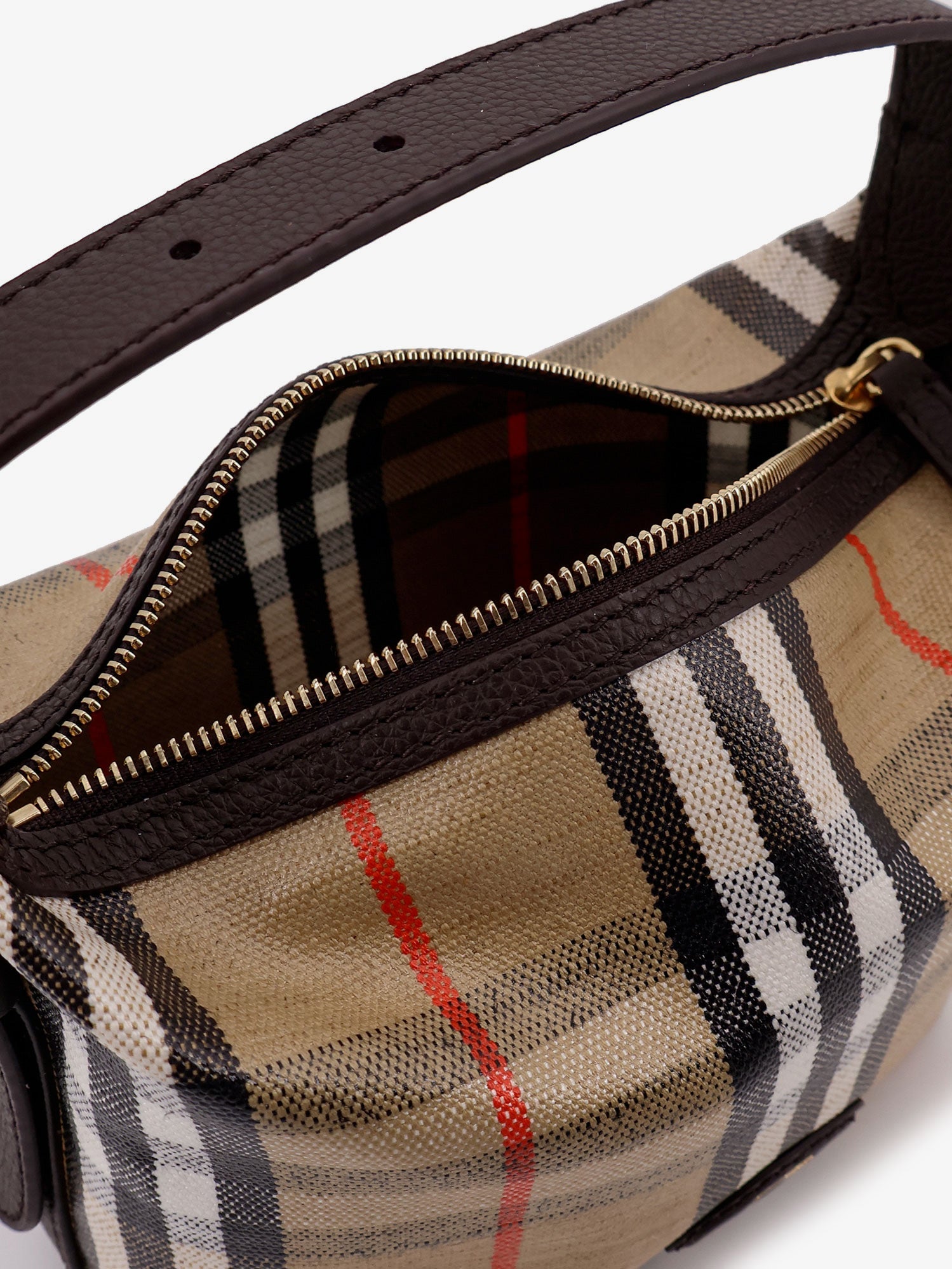 Burberry Coated Canvas Handbag With Check Pattern