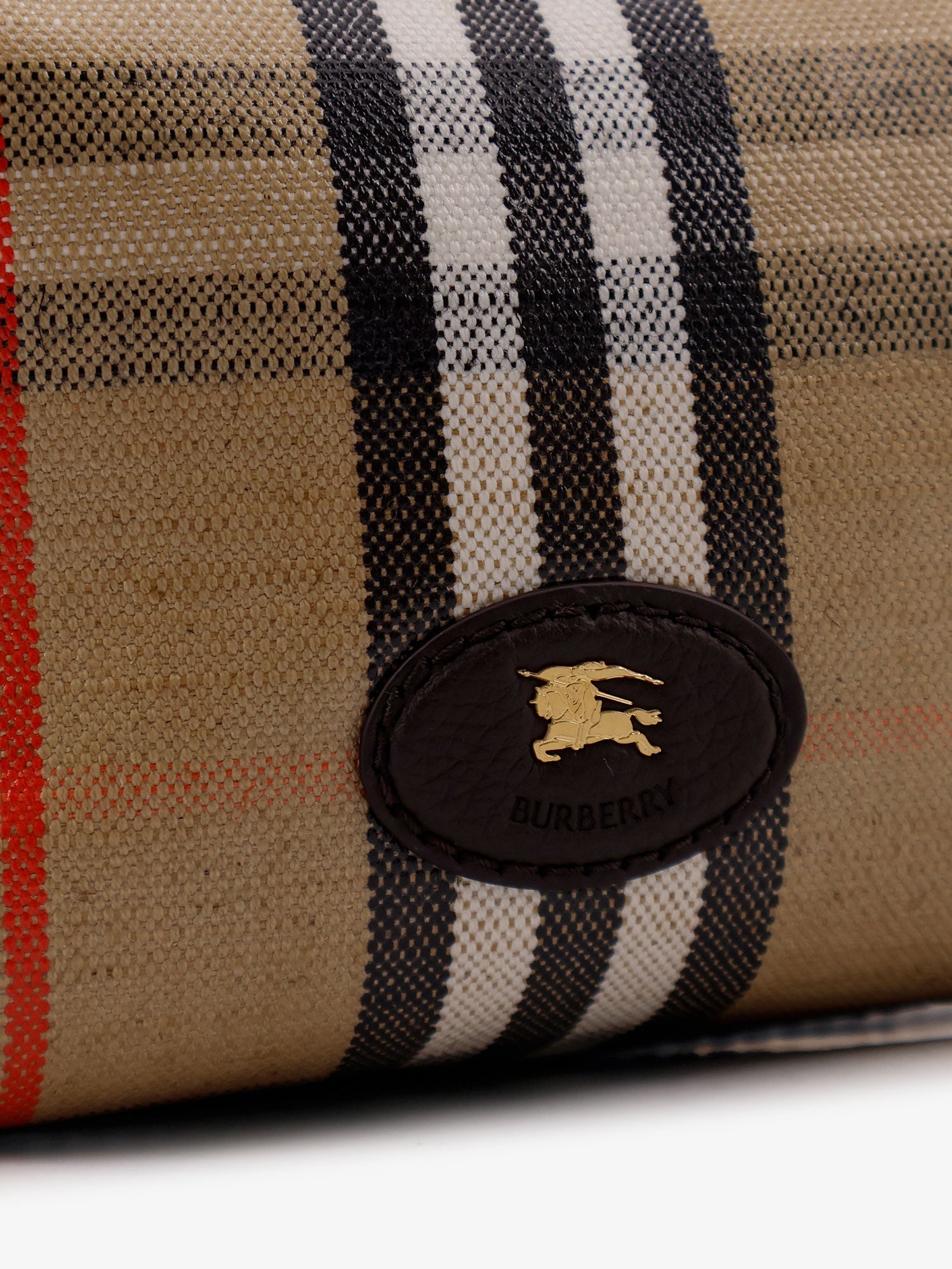 Burberry Coated Canvas Handbag With Check Pattern