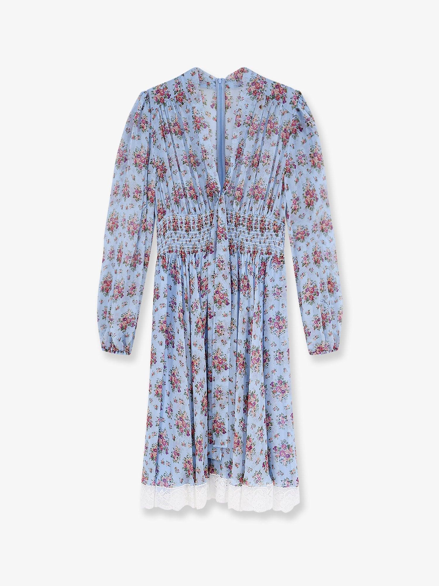 Dolce & Gabbana Long Chiffon Dress With Stampa Mazzo Di Fiori Print