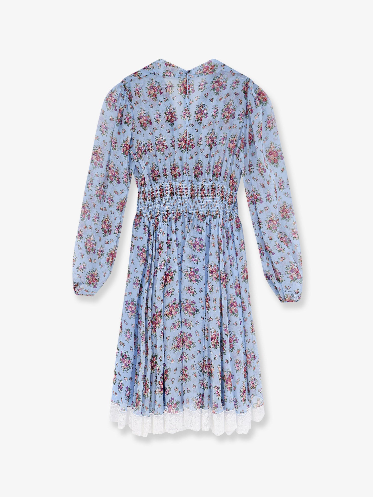 Dolce & Gabbana Long Chiffon Dress With Stampa Mazzo Di Fiori Print