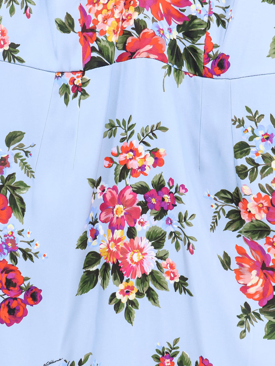 Dolce & Gabbana Satin Dress With Iconic Print
