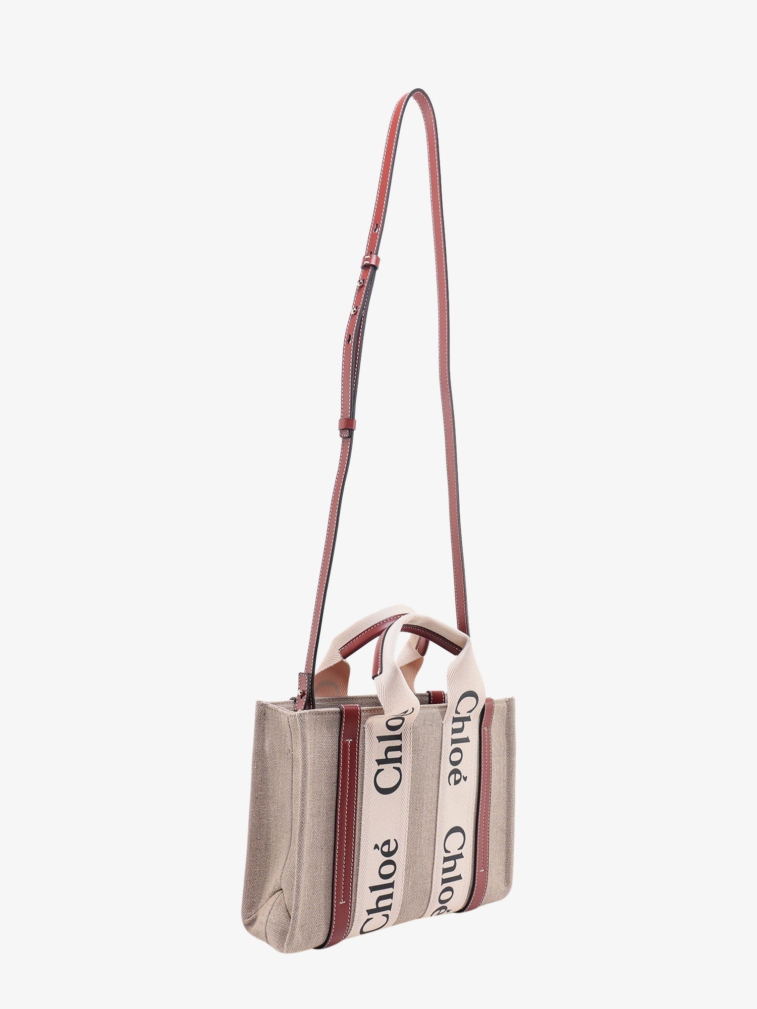 Chloé Woody Linen And Leather Tote Bag