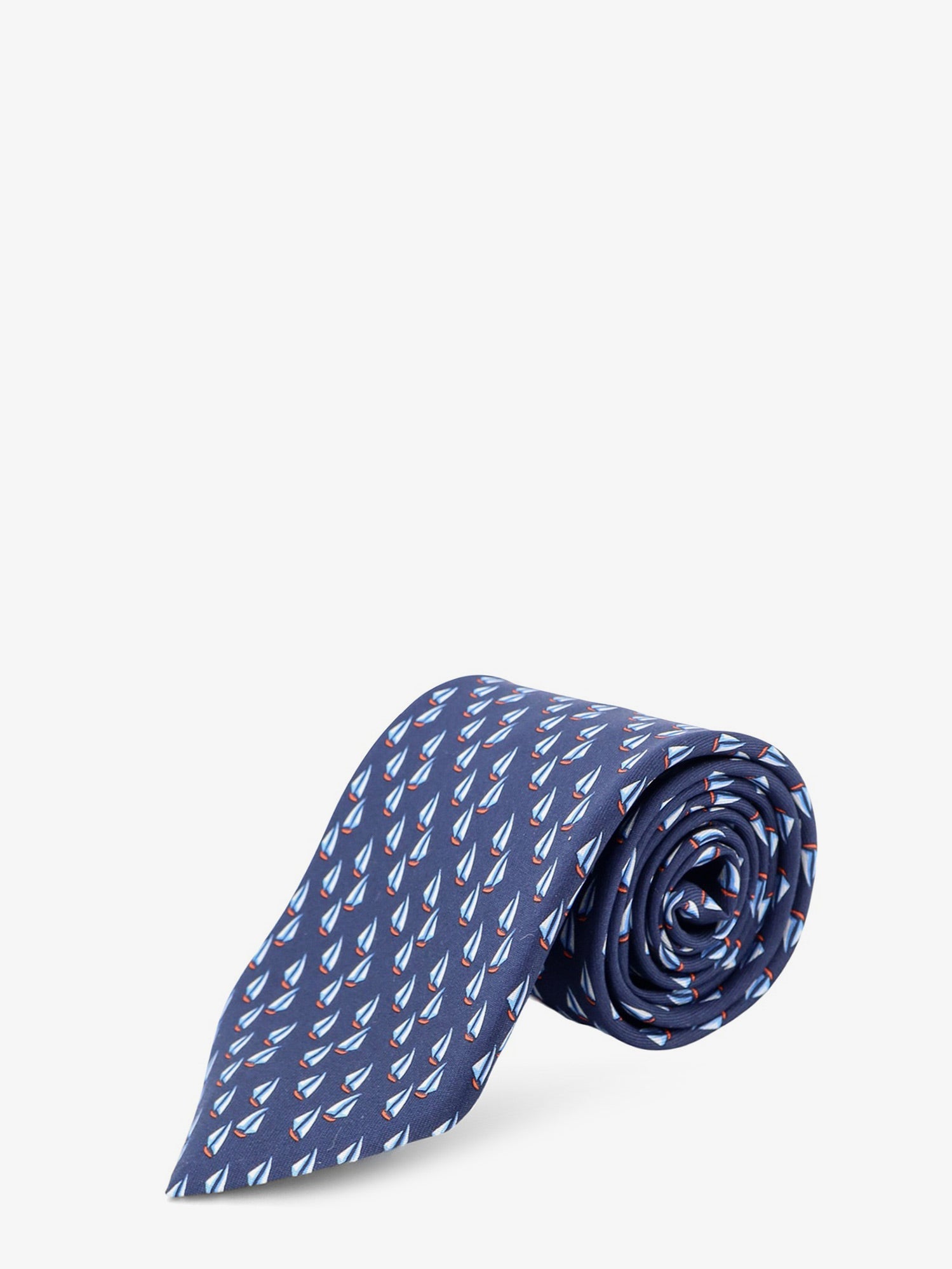 Ferragamo Catamarano Silk Tie With Nautica Print