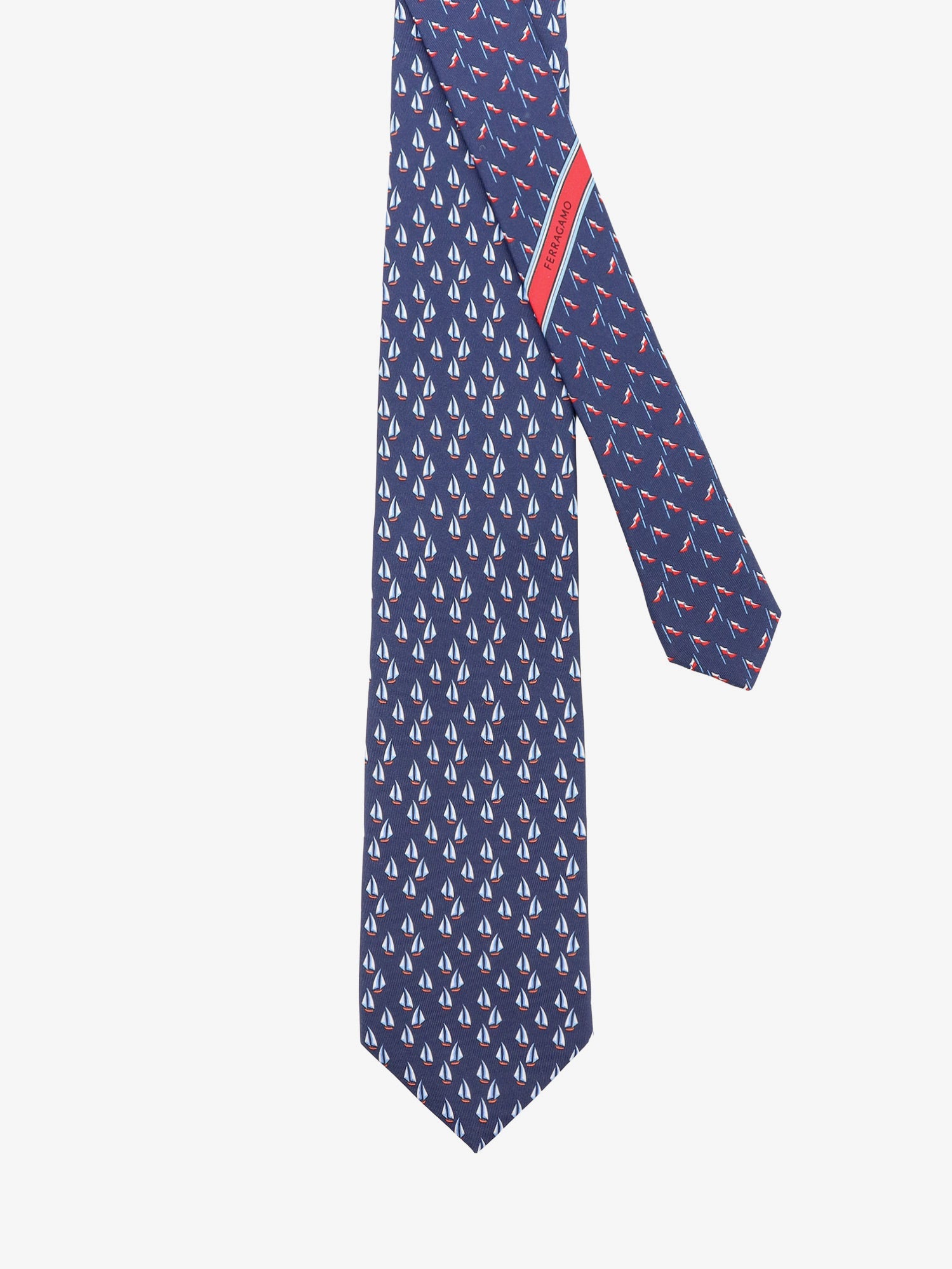 Ferragamo Catamarano Silk Tie With Nautica Print
