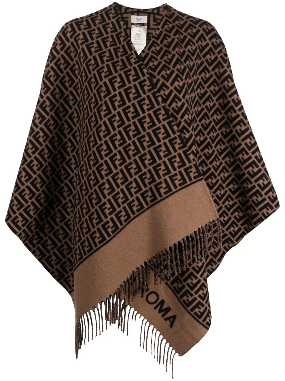 Fendi Wool And Cashmere Jacquard Ff Motif Poncho