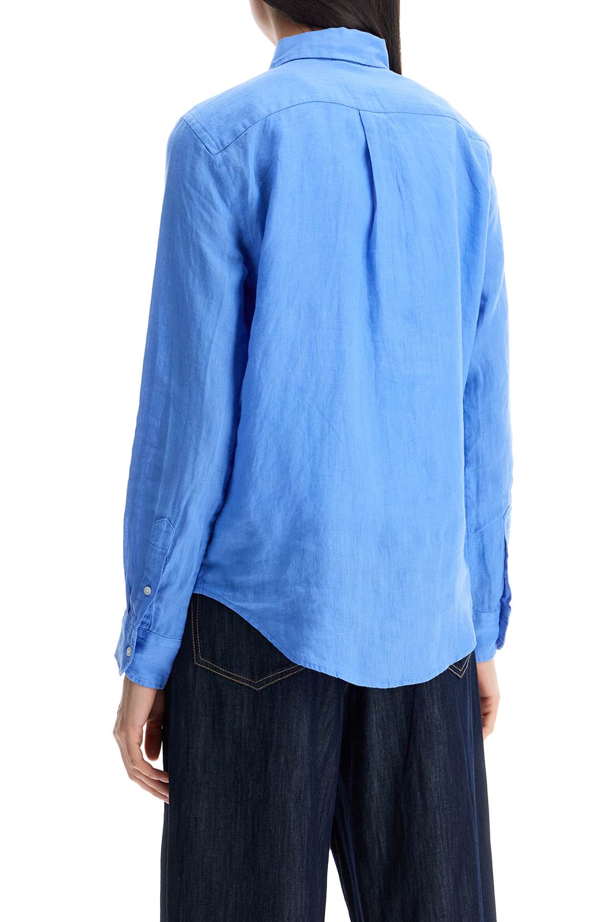 Polo Ralph Lauren Long Sleeve Linen Shirt Harbor Island Blue For Women