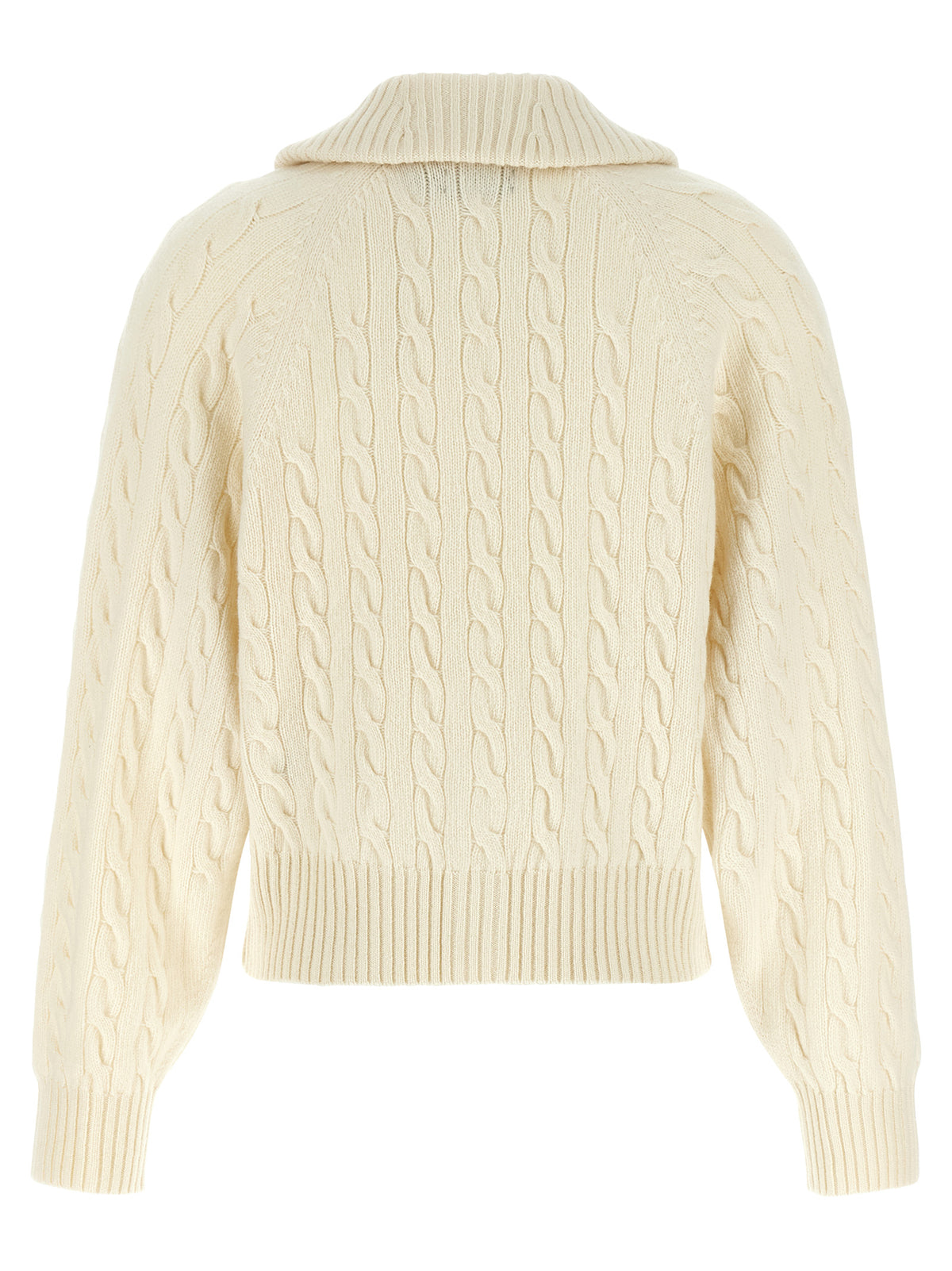 Polo Ralph Lauren White Braid Wool And Cashmere Cardigan