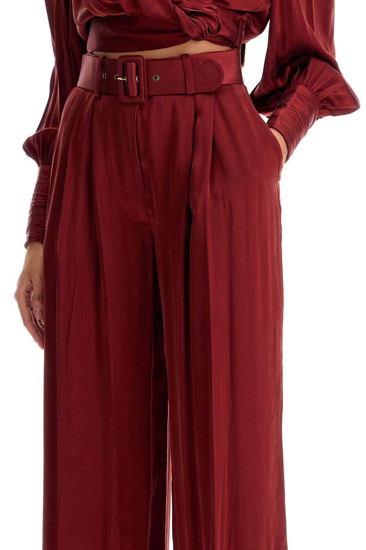 Zimmermann Silk Satin Palazzo Pants In Nine