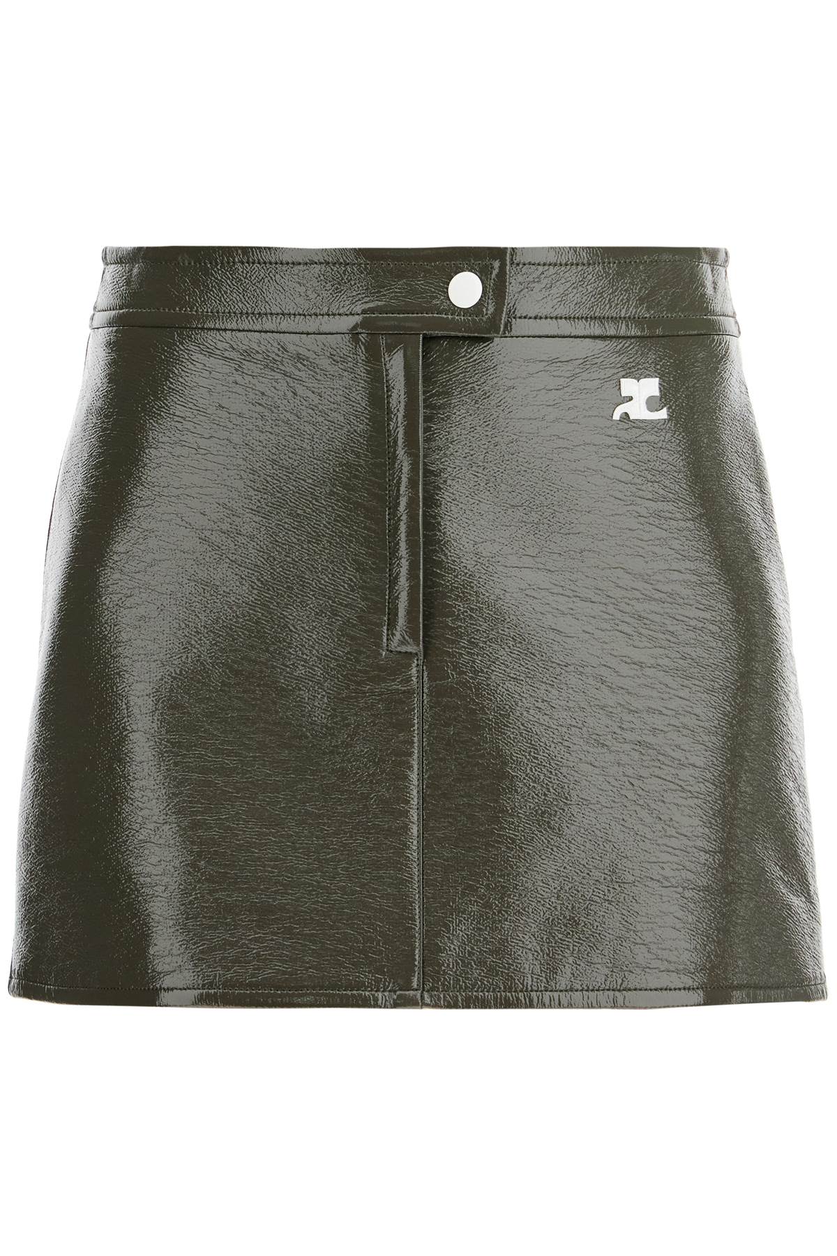 Courreges Coated Cotton Mini Skirt