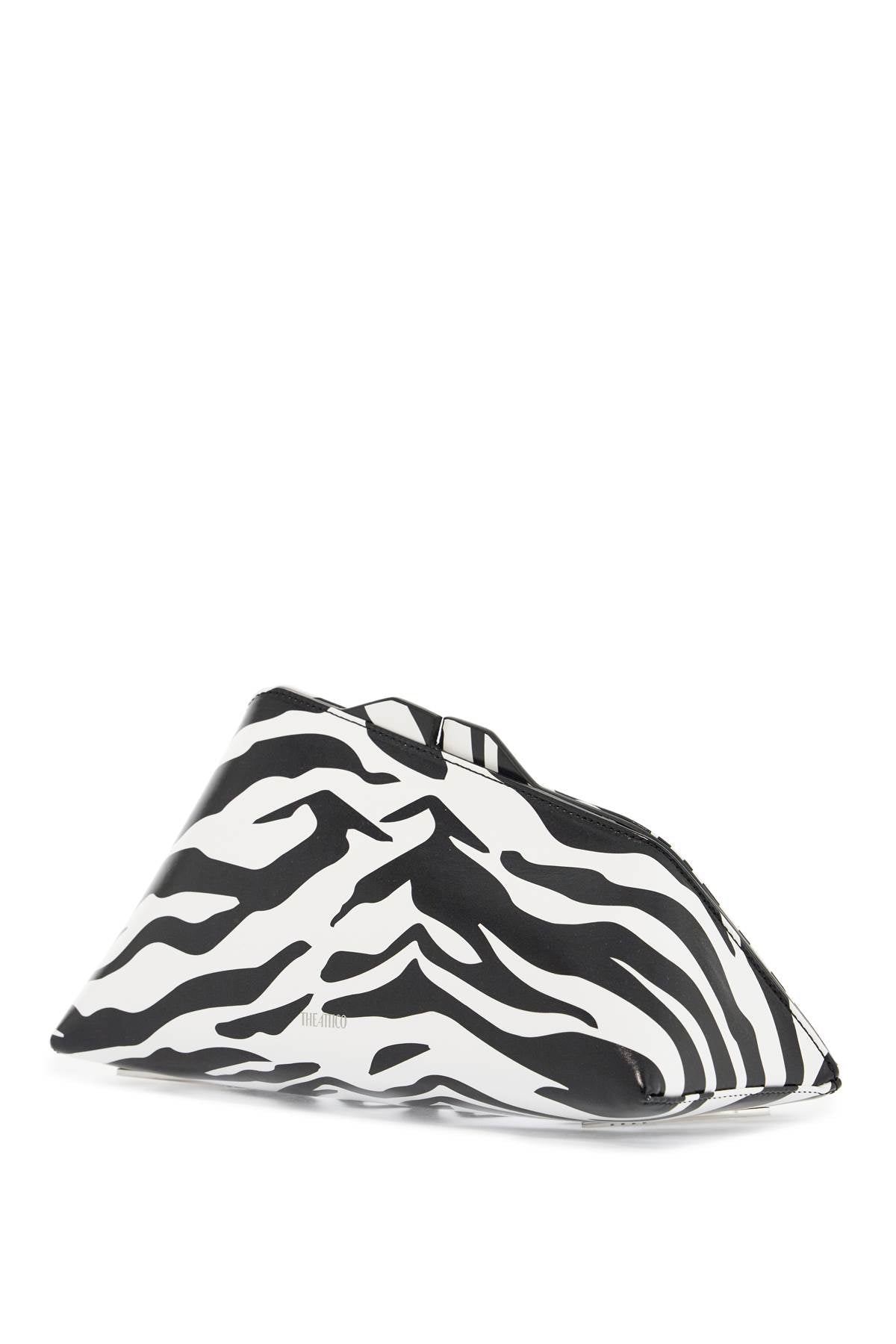 The Attico Black And White Zebra Print Calfskin Clutch With Zip