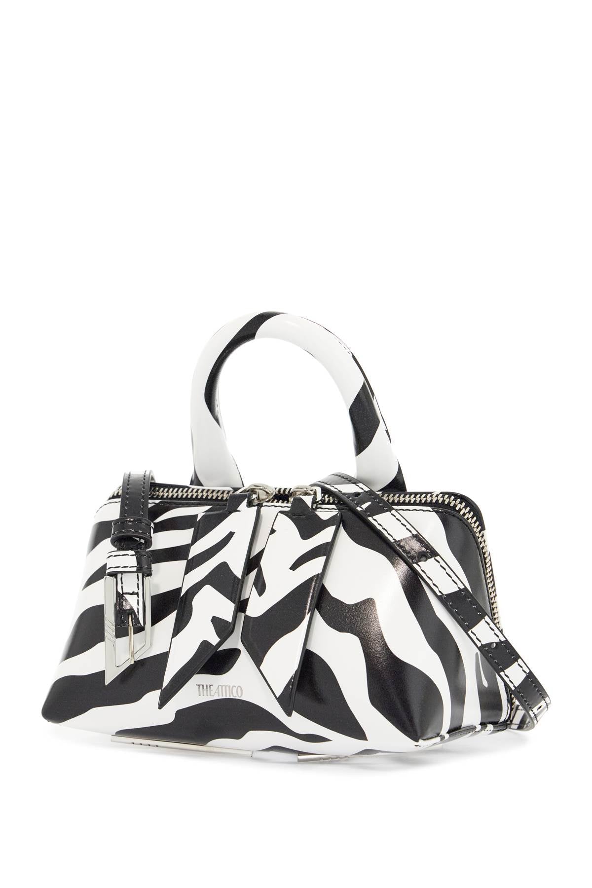 The Attico Mini Bag Friday Black And White Animal Print In Calfskin