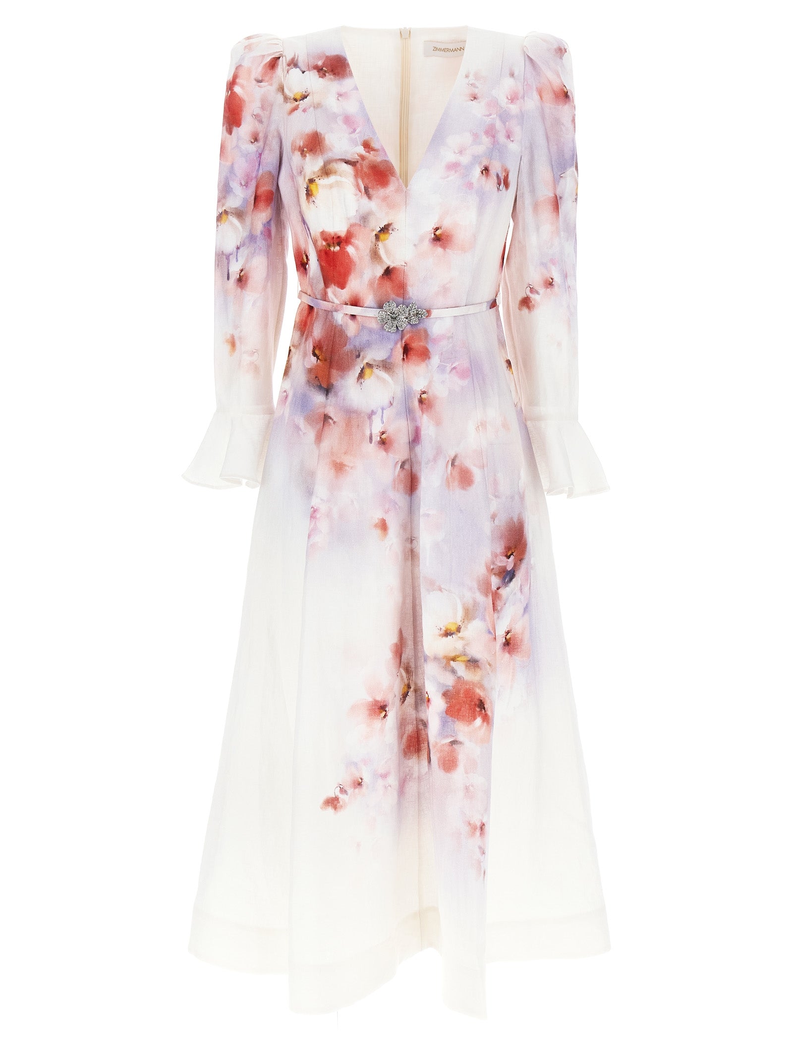 Zimmermann 'Crush Frill Sleeved Midi' Dress