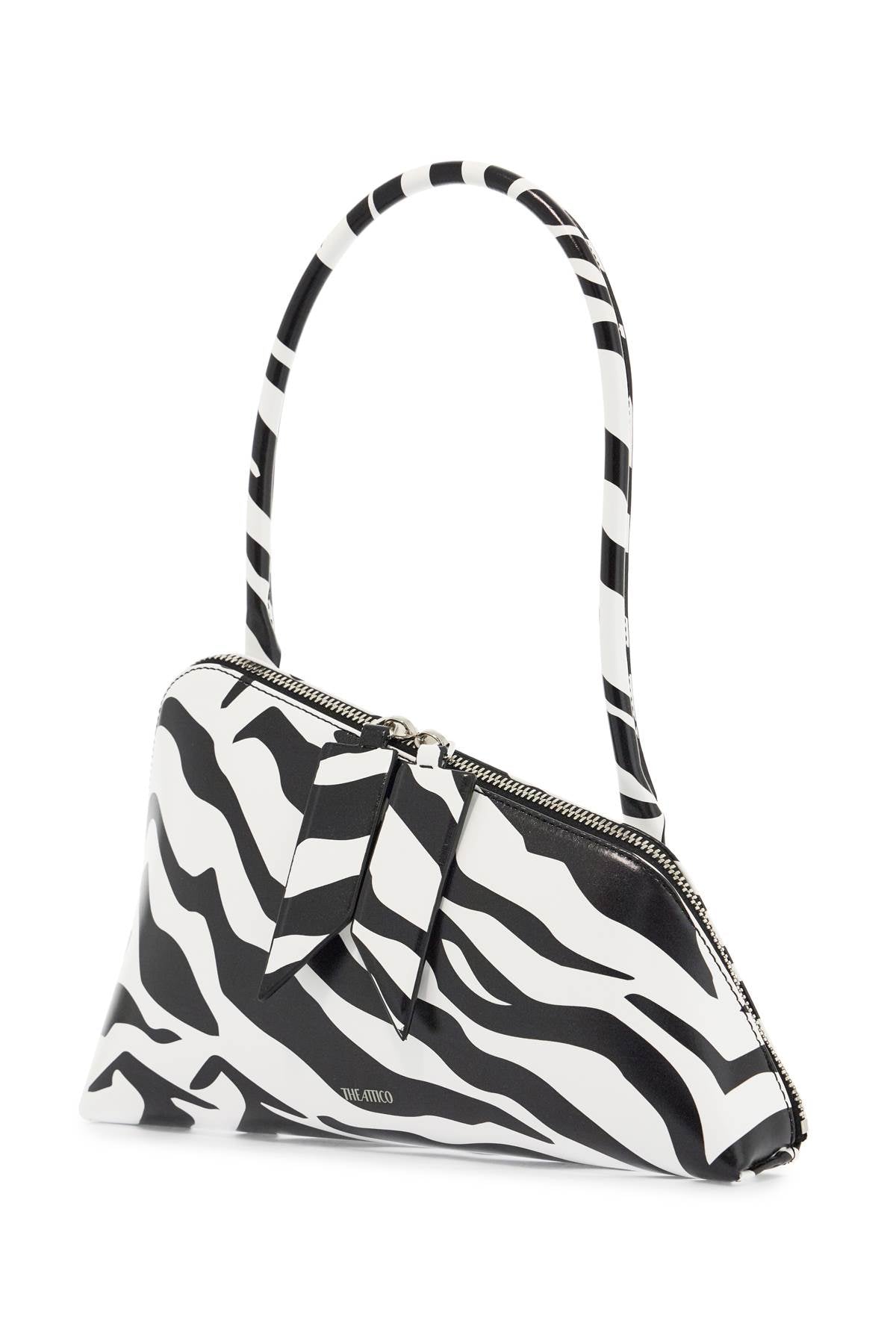 The Attico Borsa A Spalla Triangolare Animalier Bianco E Nero