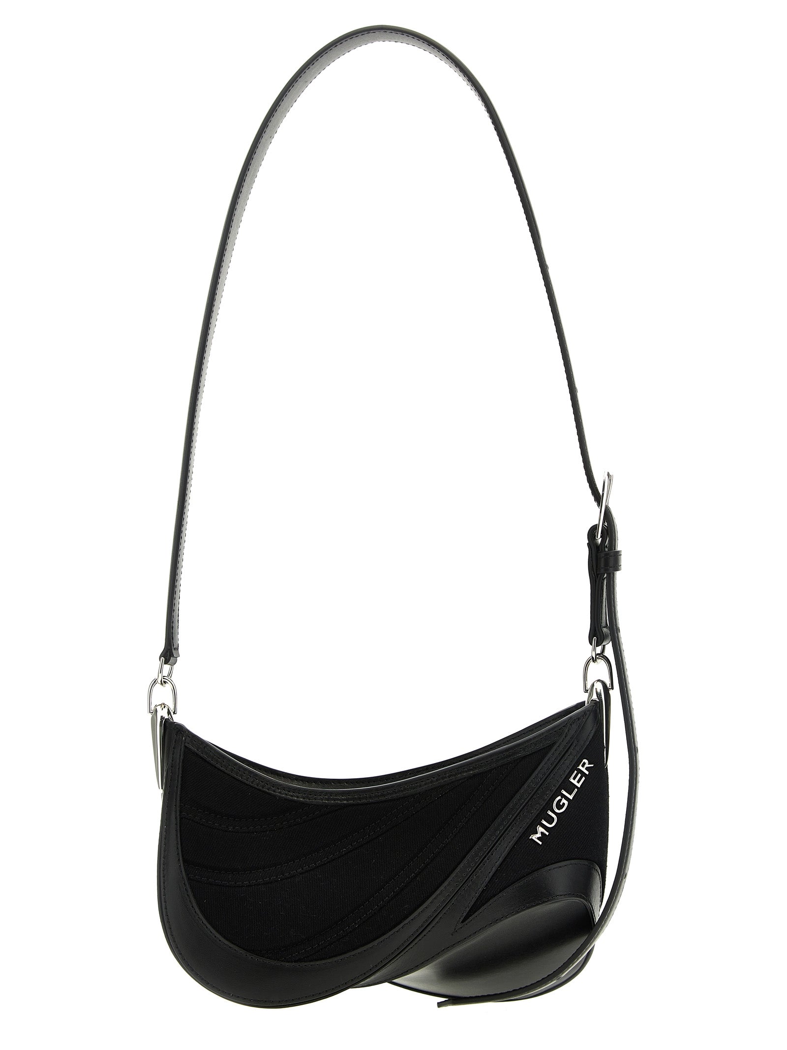 Mugler 'Small Denim Spiral Curve 01' Shoulder Bag