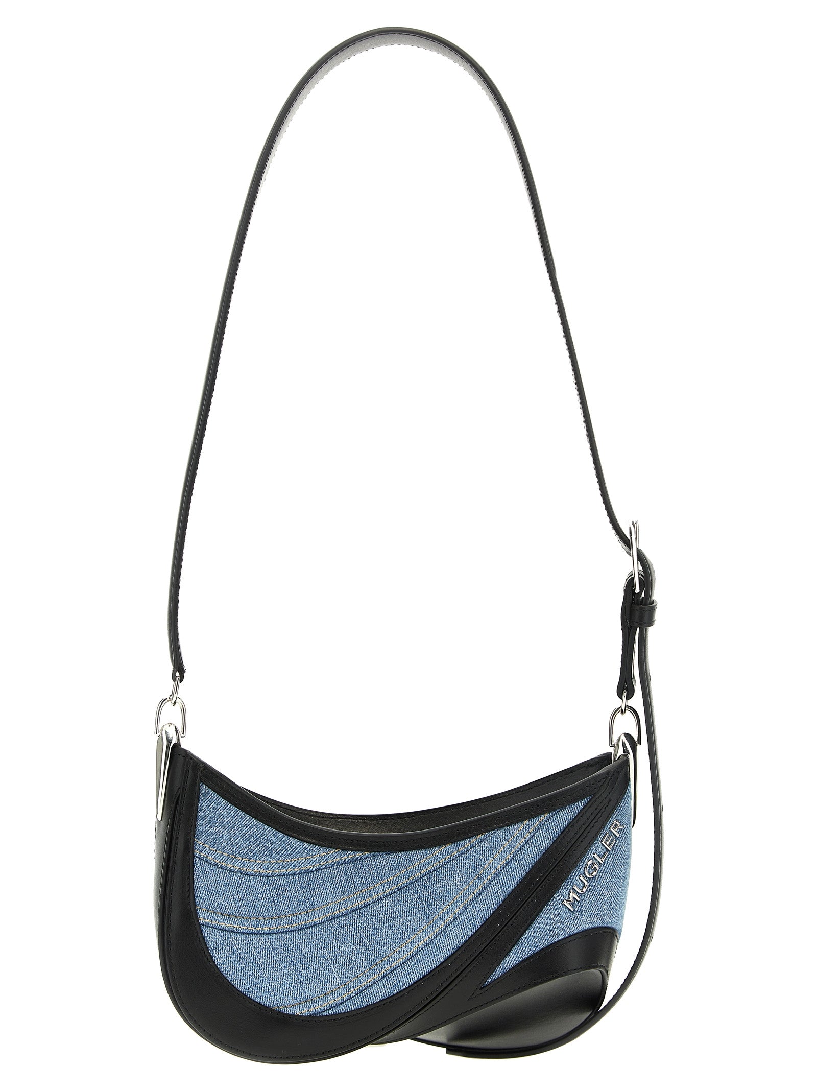 Mugler 'Small Denim Spiral Curve 01' Shoulder Bag