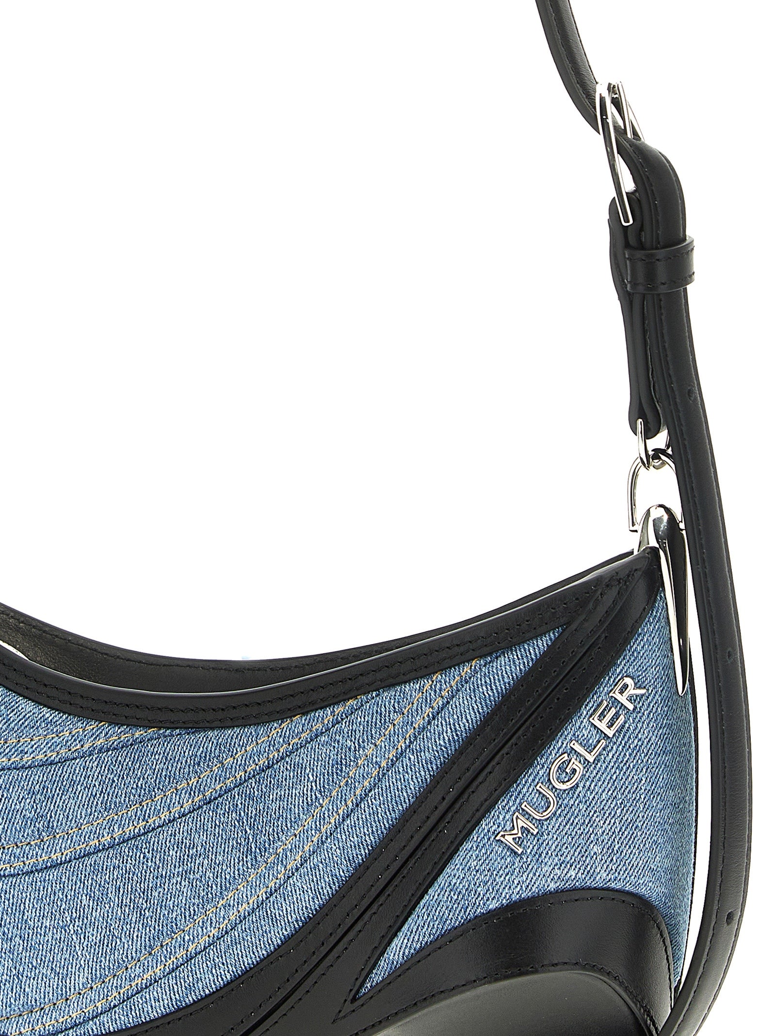 Mugler 'Small Denim Spiral Curve 01' Shoulder Bag