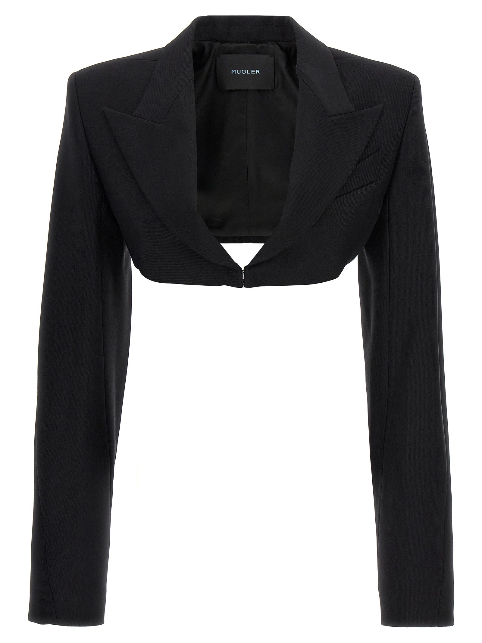 Mugler Cropped Jacket With Padded Shoulders