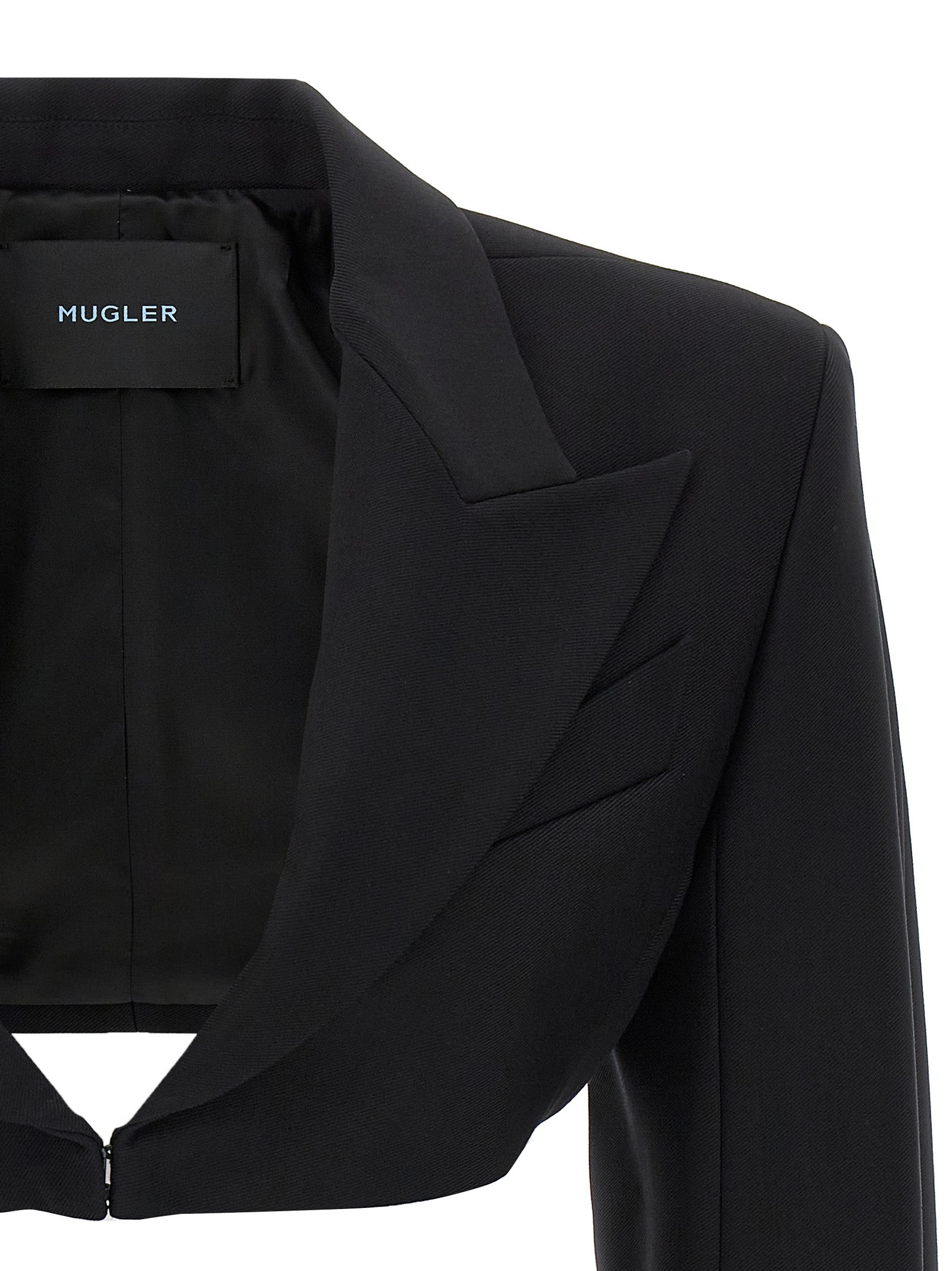 Mugler Cropped Jacket With Padded Shoulders