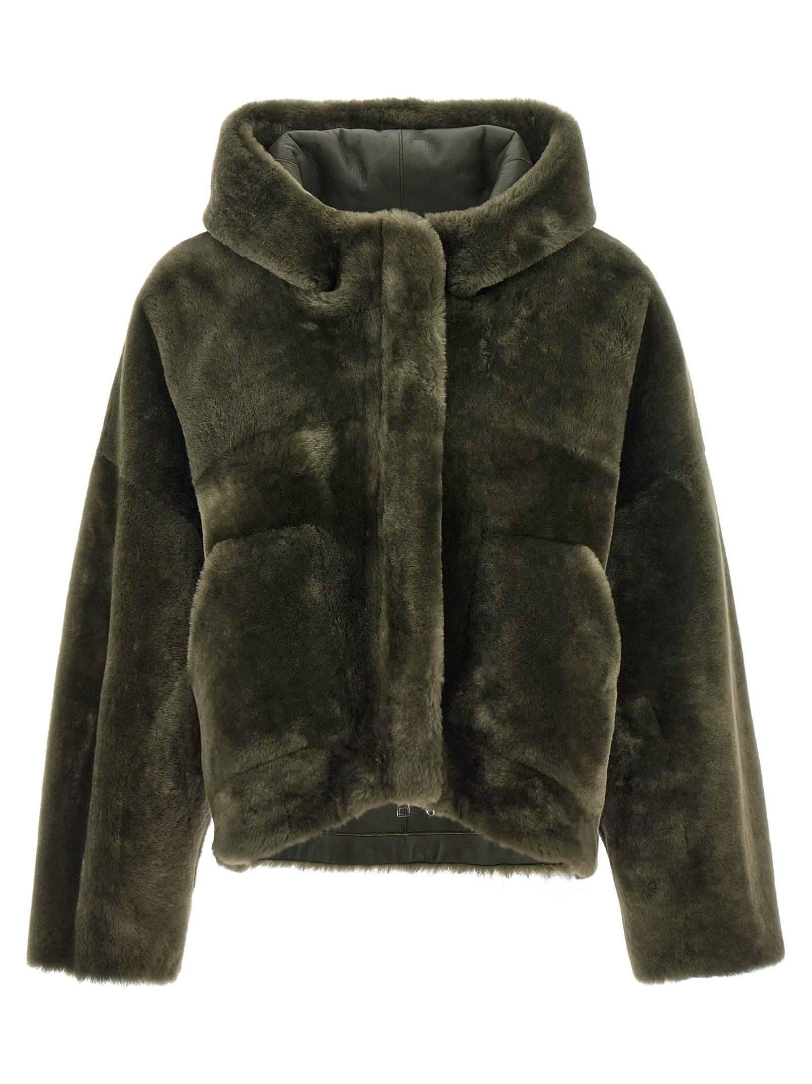 Blancha 'Merino Straight' Hooded Fur Coat