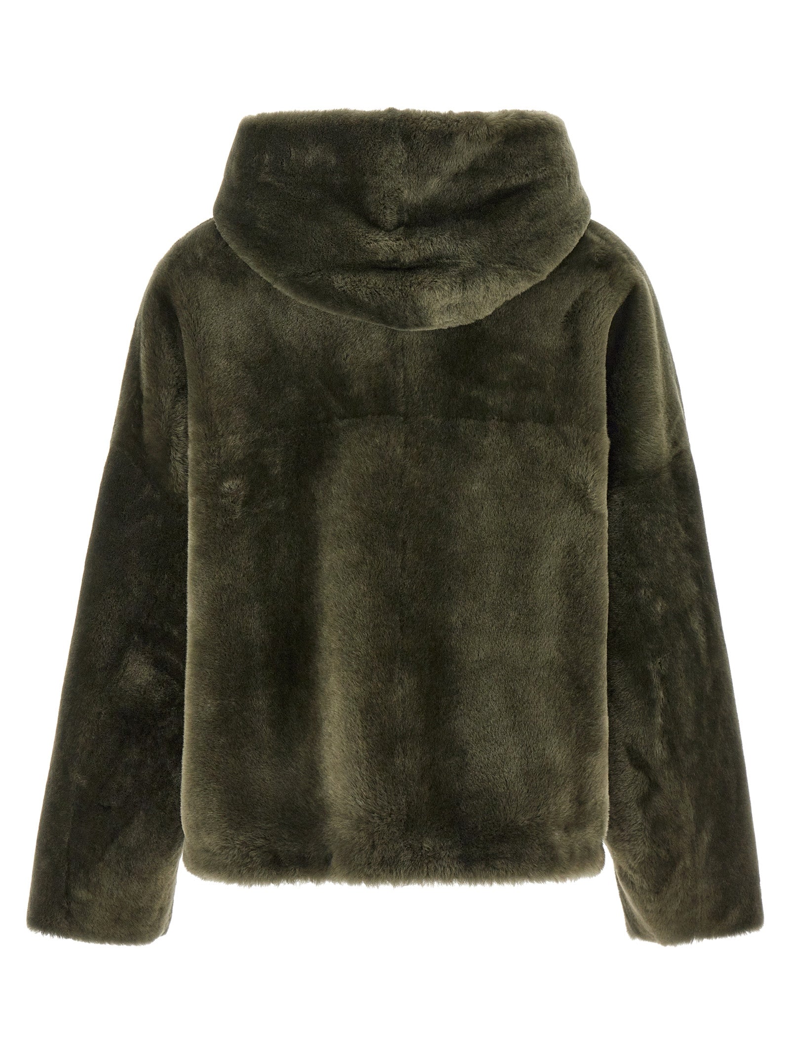 Blancha 'Merino Straight' Hooded Fur Coat