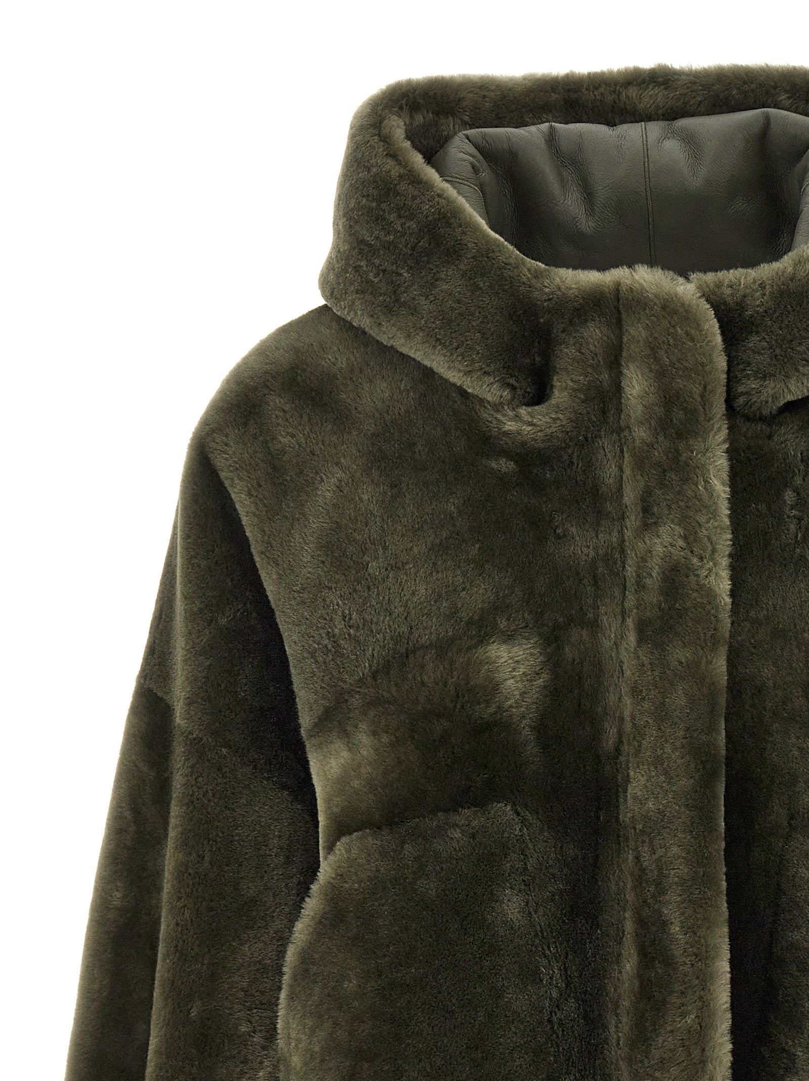 Blancha 'Merino Straight' Hooded Fur Coat