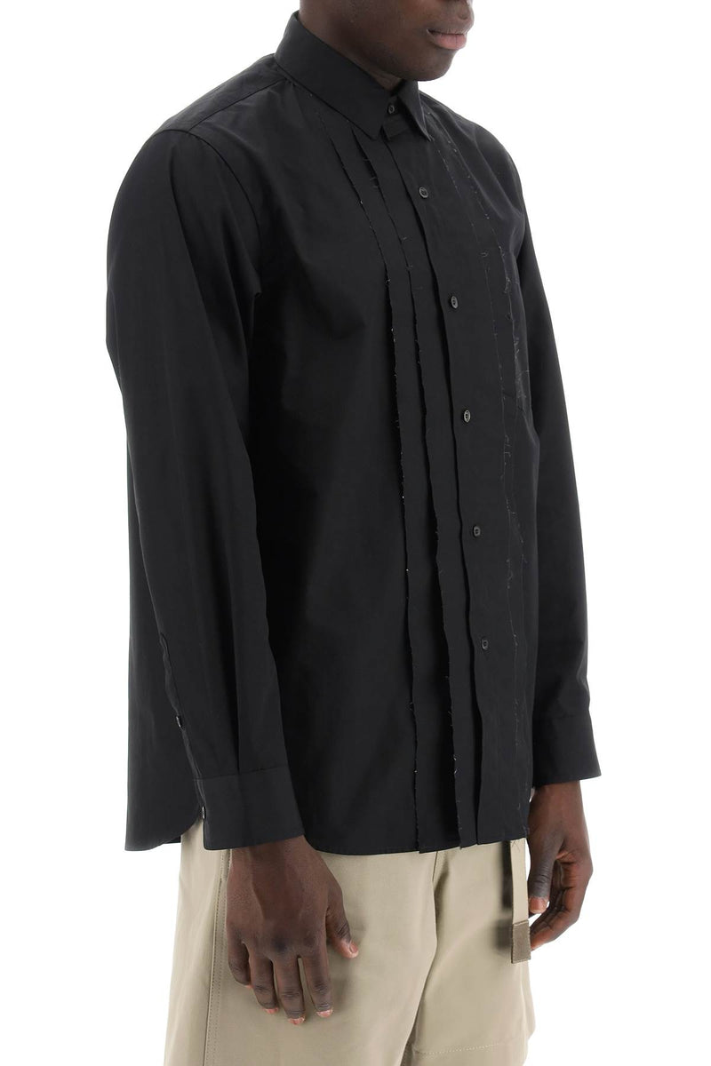 Sacai Layered Poplin Effect Shirt With Black