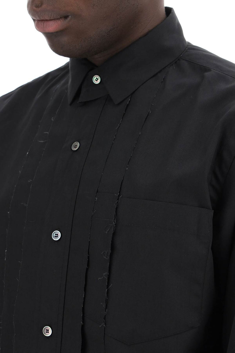 Sacai Layered Poplin Effect Shirt With Black