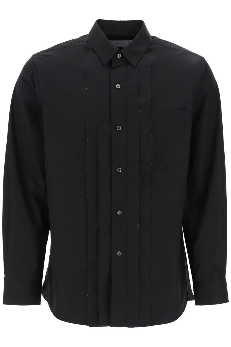 Sacai Layered Poplin Effect Shirt With Black