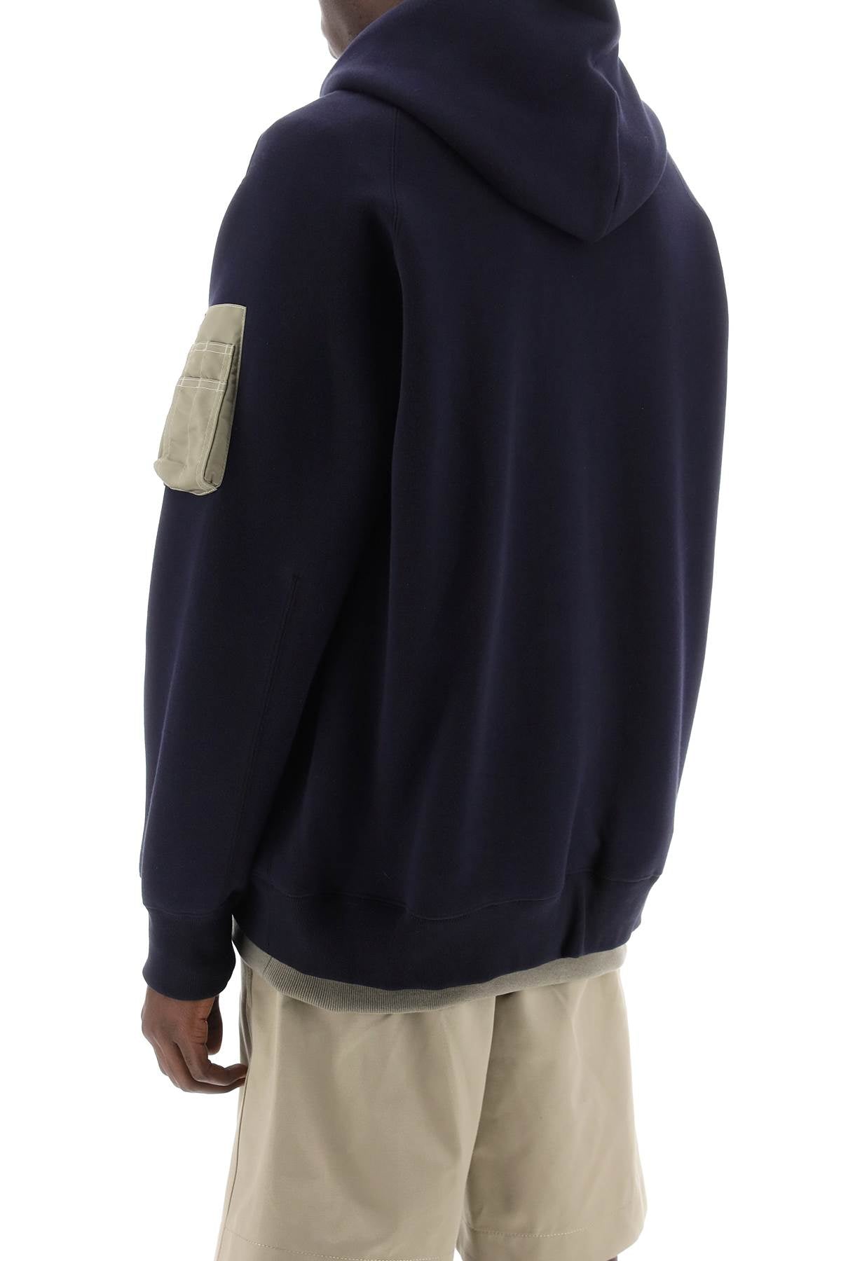 Sacai Full Zip Hoodie With Contrast Trims Blue