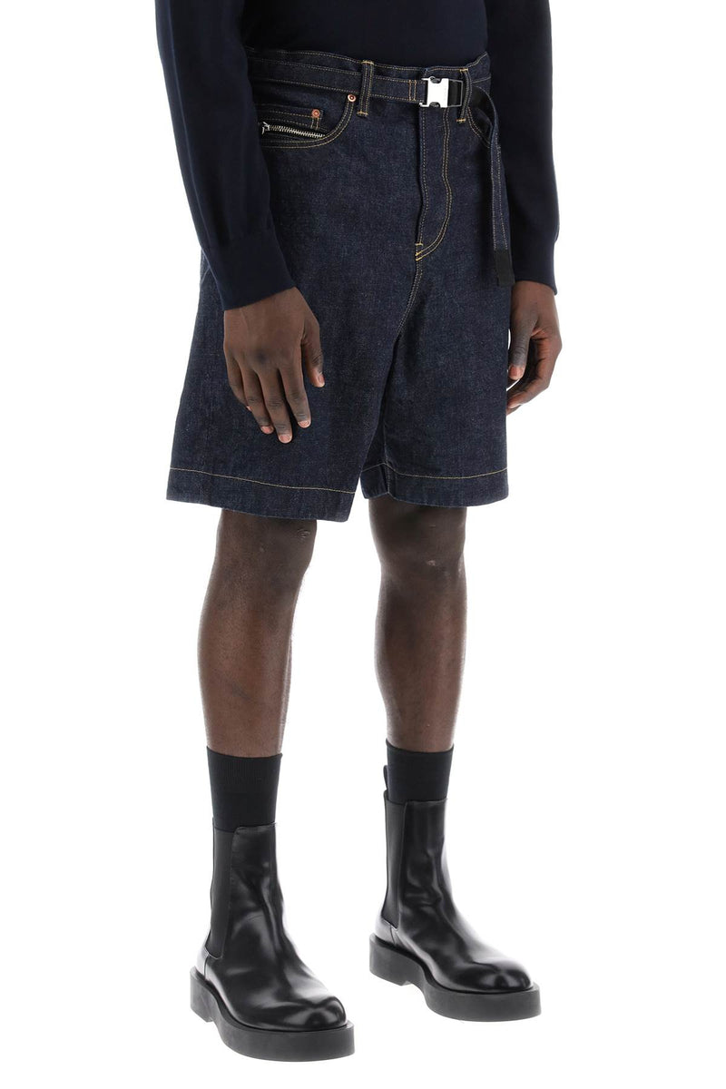 Sacai Denim Bermuda Shorts With Removable Belt Blue