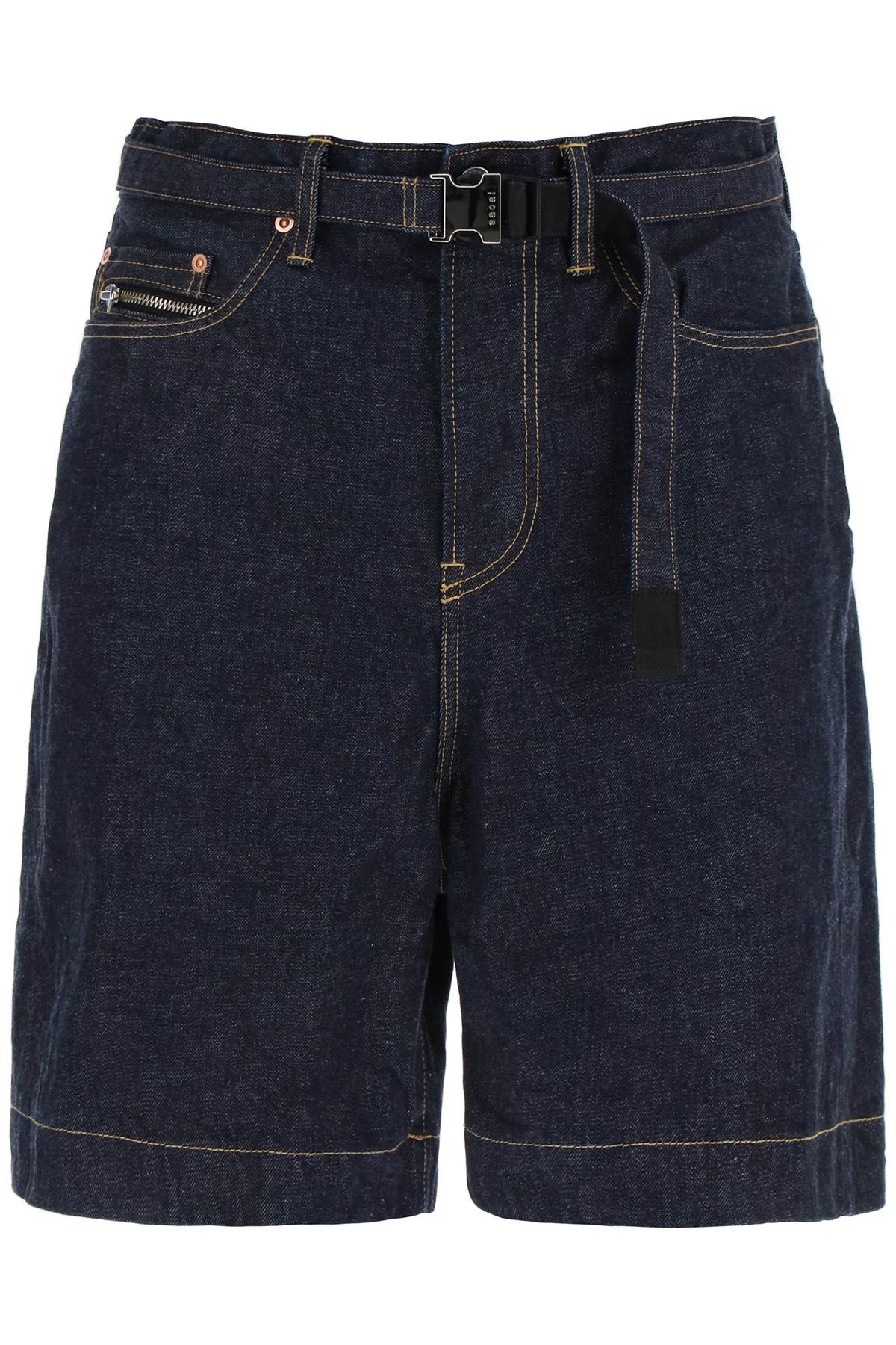 Sacai Denim Bermuda Shorts With Removable Belt