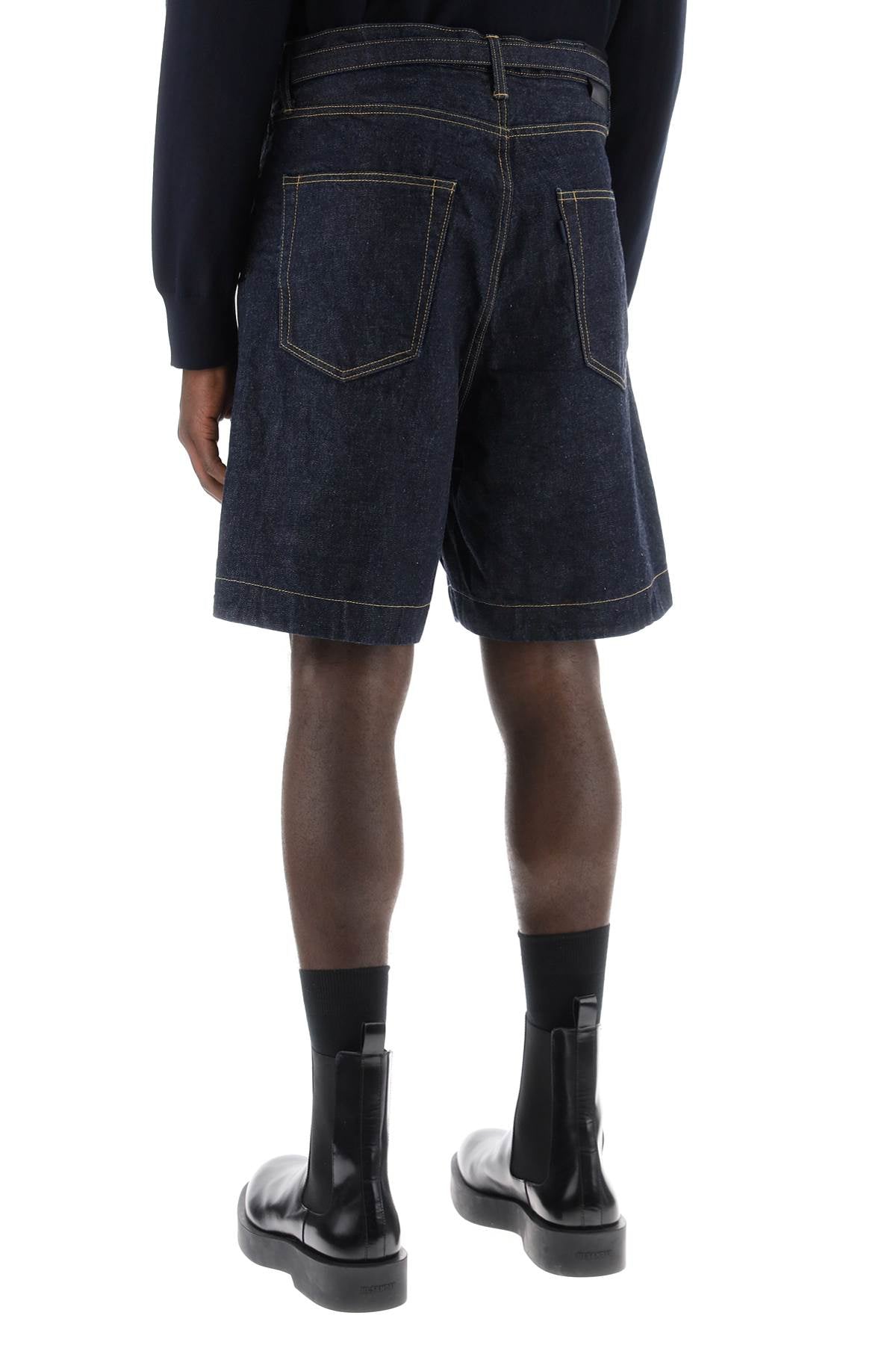 Sacai Denim Bermuda Shorts With Removable Belt Blue