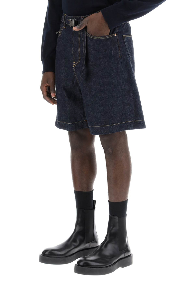 Sacai Denim Bermuda Shorts With Removable Belt Blue