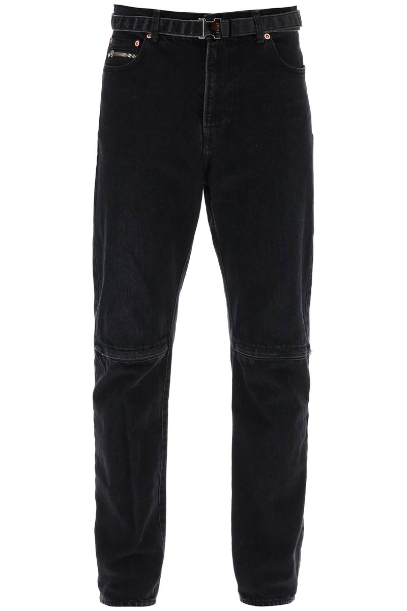 Sacai Slim Jeans With Belt Black