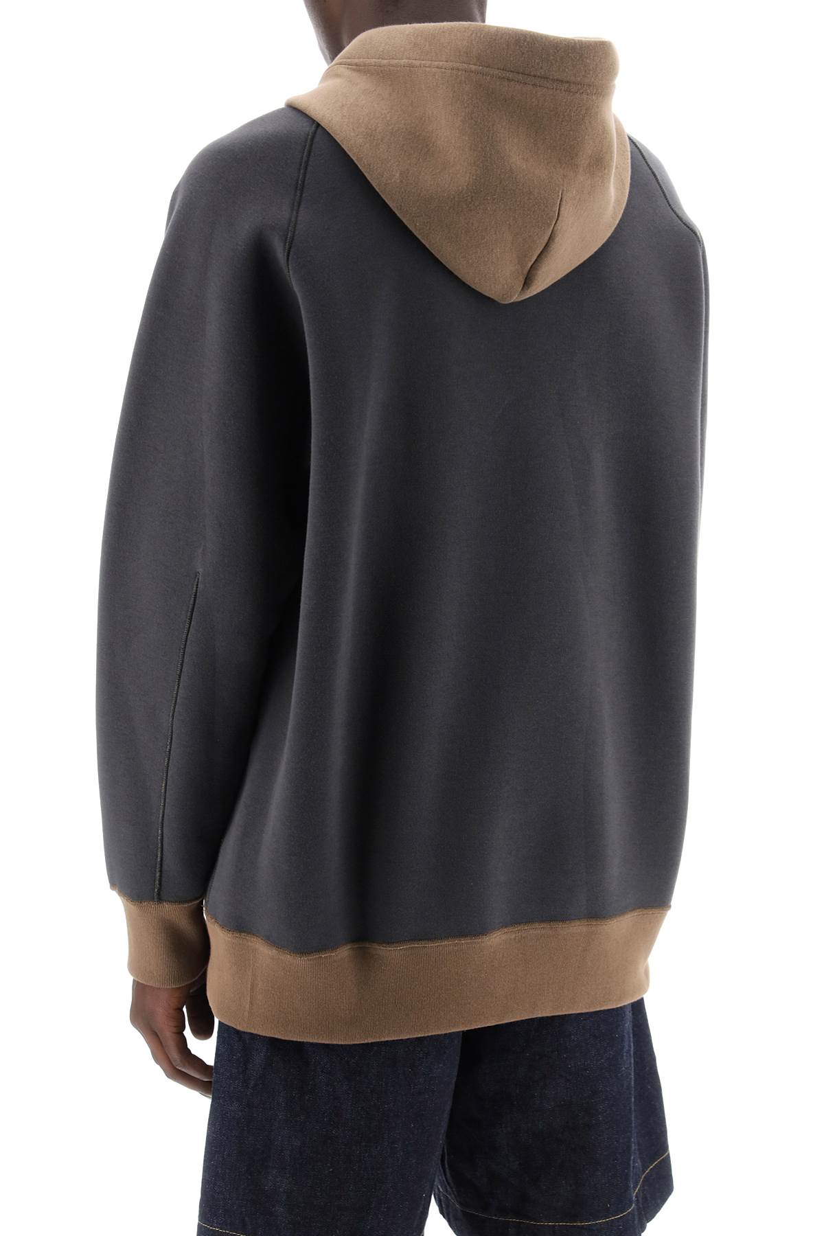 Sacai Hooded Sweatshirt With Reverse Grey