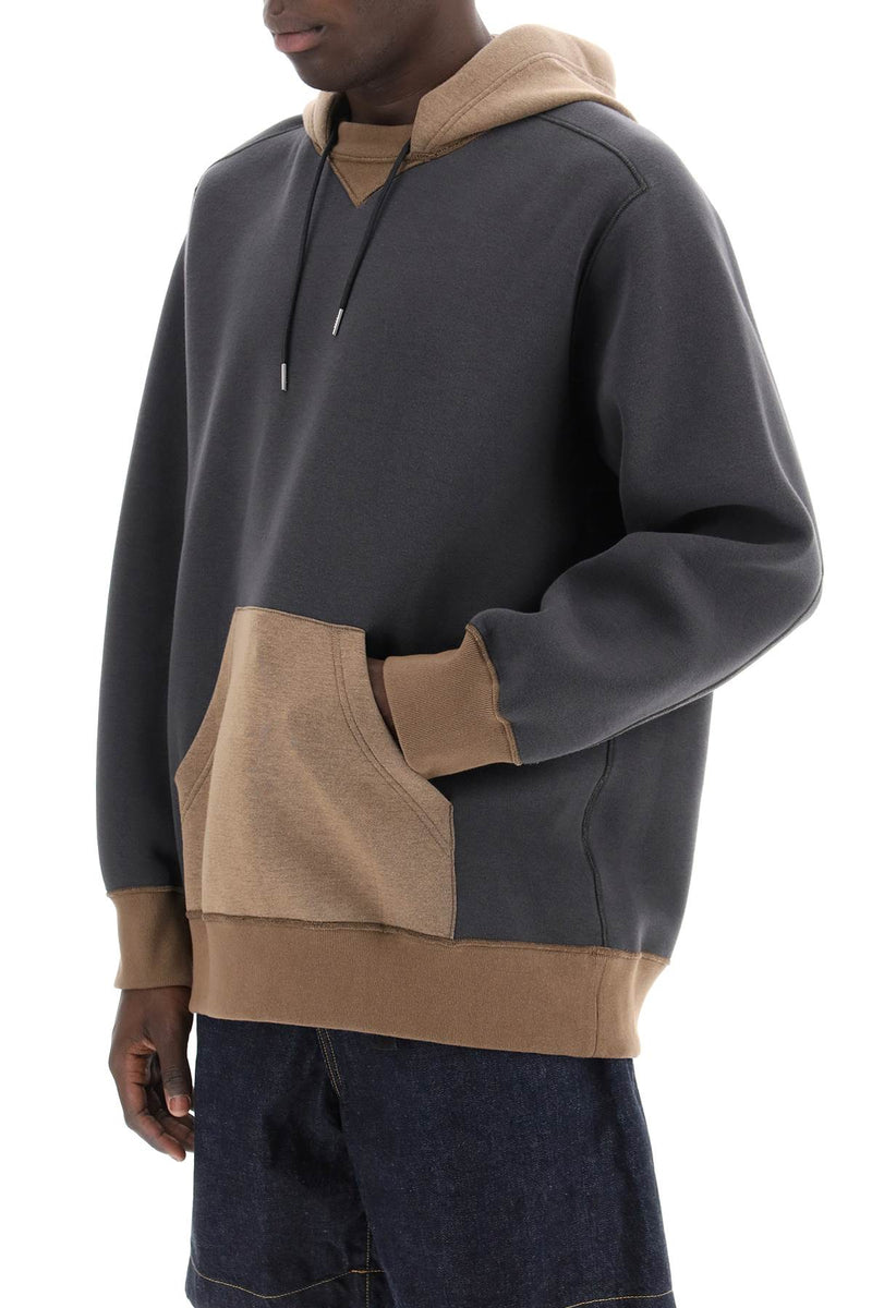 Sacai Hooded Sweatshirt With Reverse Grey